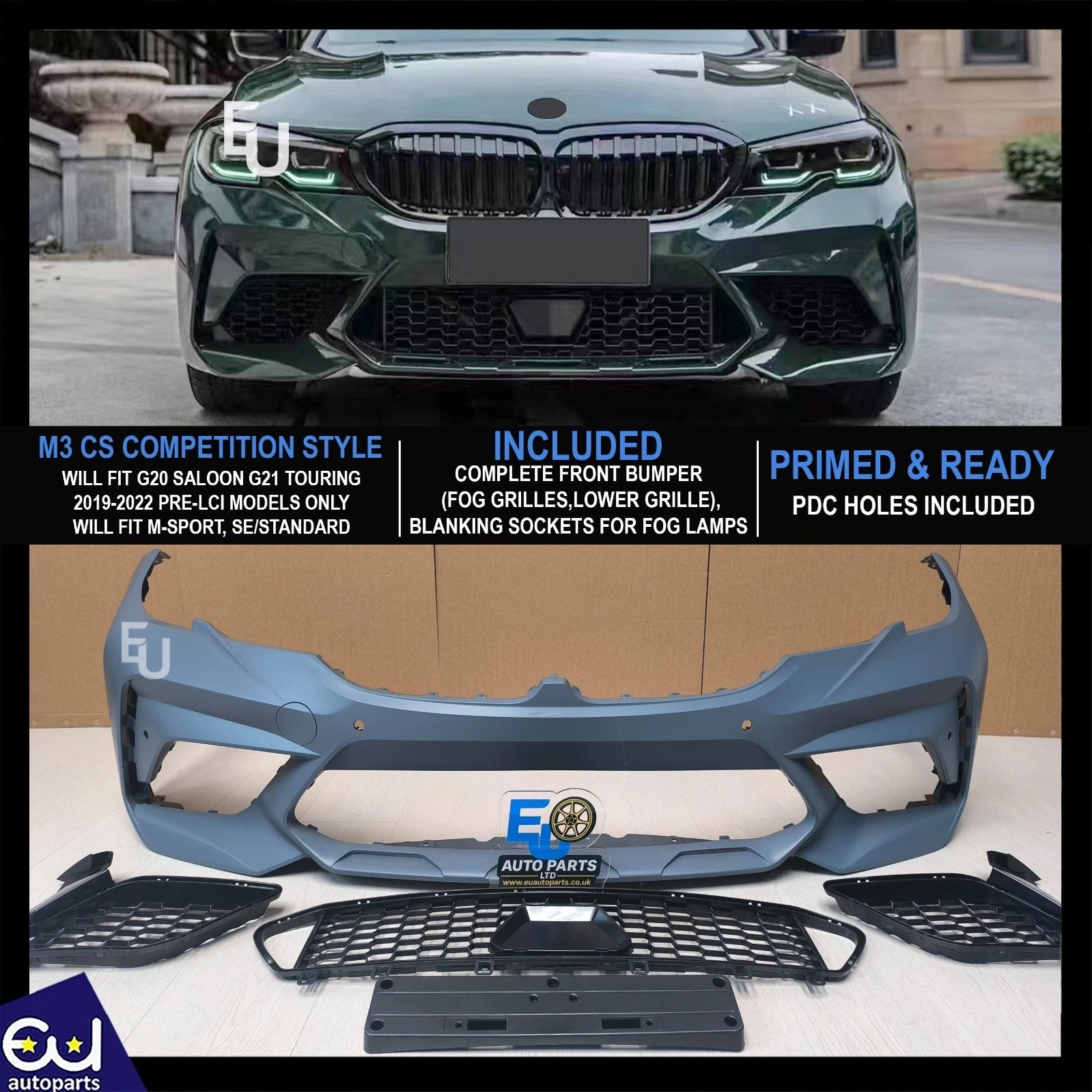 FOR BMW G20 G21 3 SERIES M2 M3 CS COMPETITION STYLE FRONT BUMPER BODYKIT 19-2022