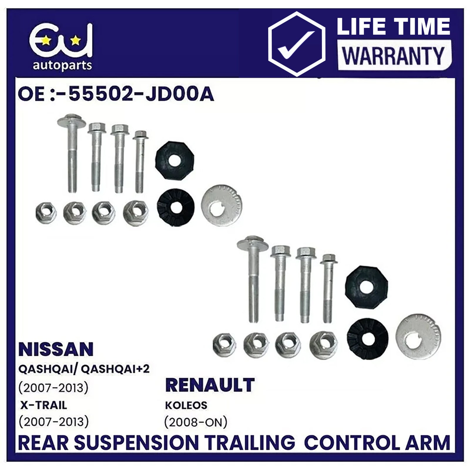 REAR LOWER PAIR SUSPENSION CONTROL TRAILING ARM FOR NISSAN QASHQAI+FITTING KITS