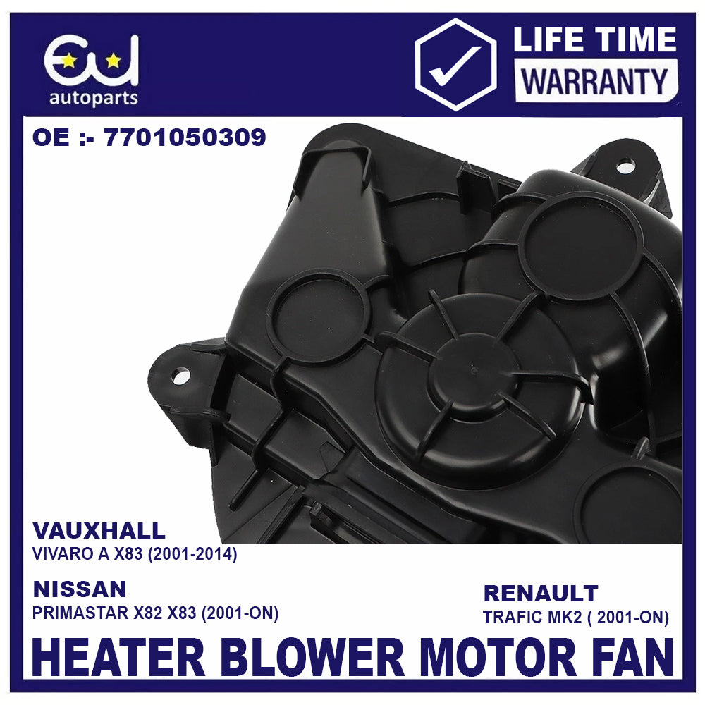 HEATER BLOWER MOTOR FAN FOR NISSAN PRIMASTAR X83 & RENAULT TRAFIC 7701050309