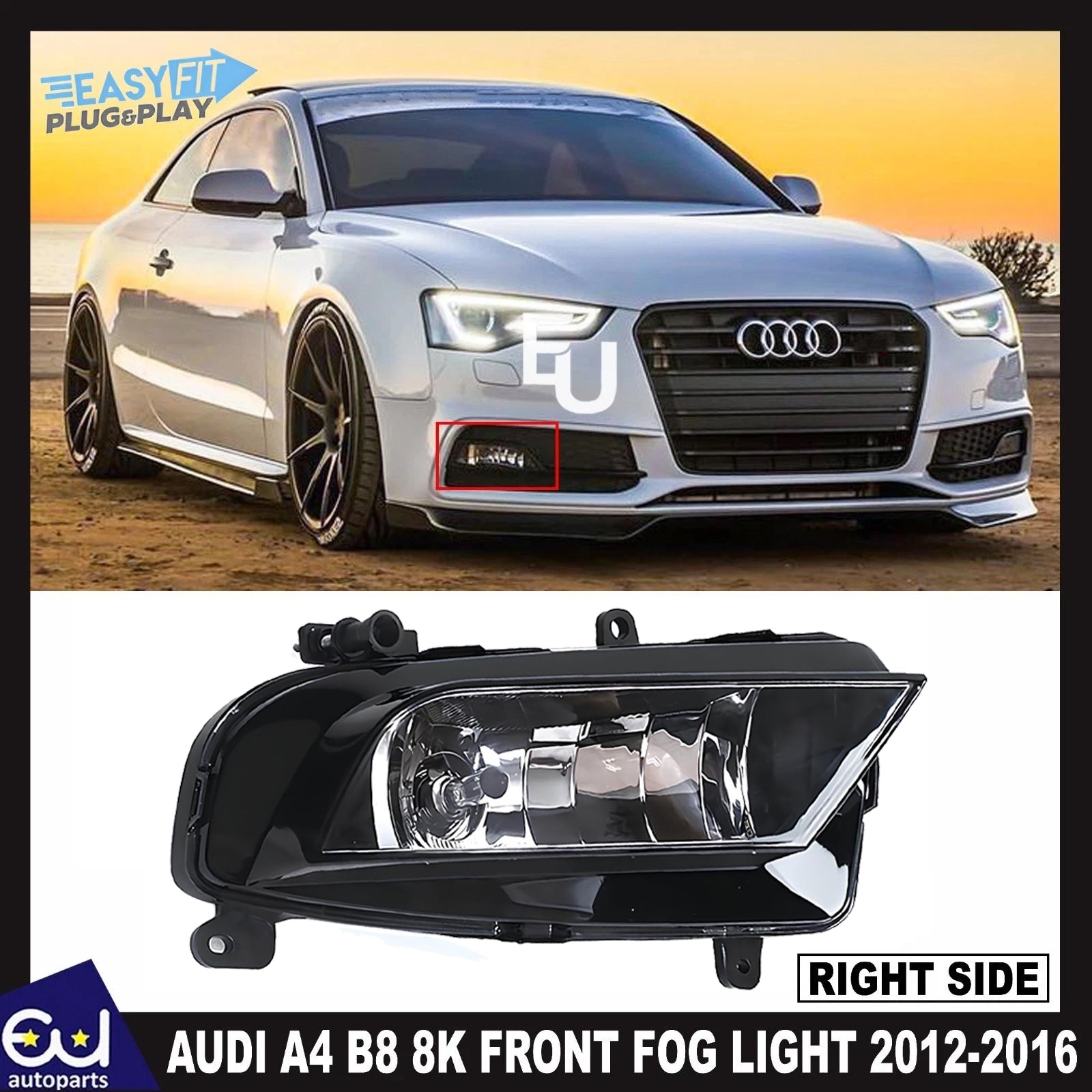 FOG LIGHT AUDI A4 B8 8K ESTATE SALOON 12-16 FRONT SPOT FOG LAMP DRIVER SIDE RH
