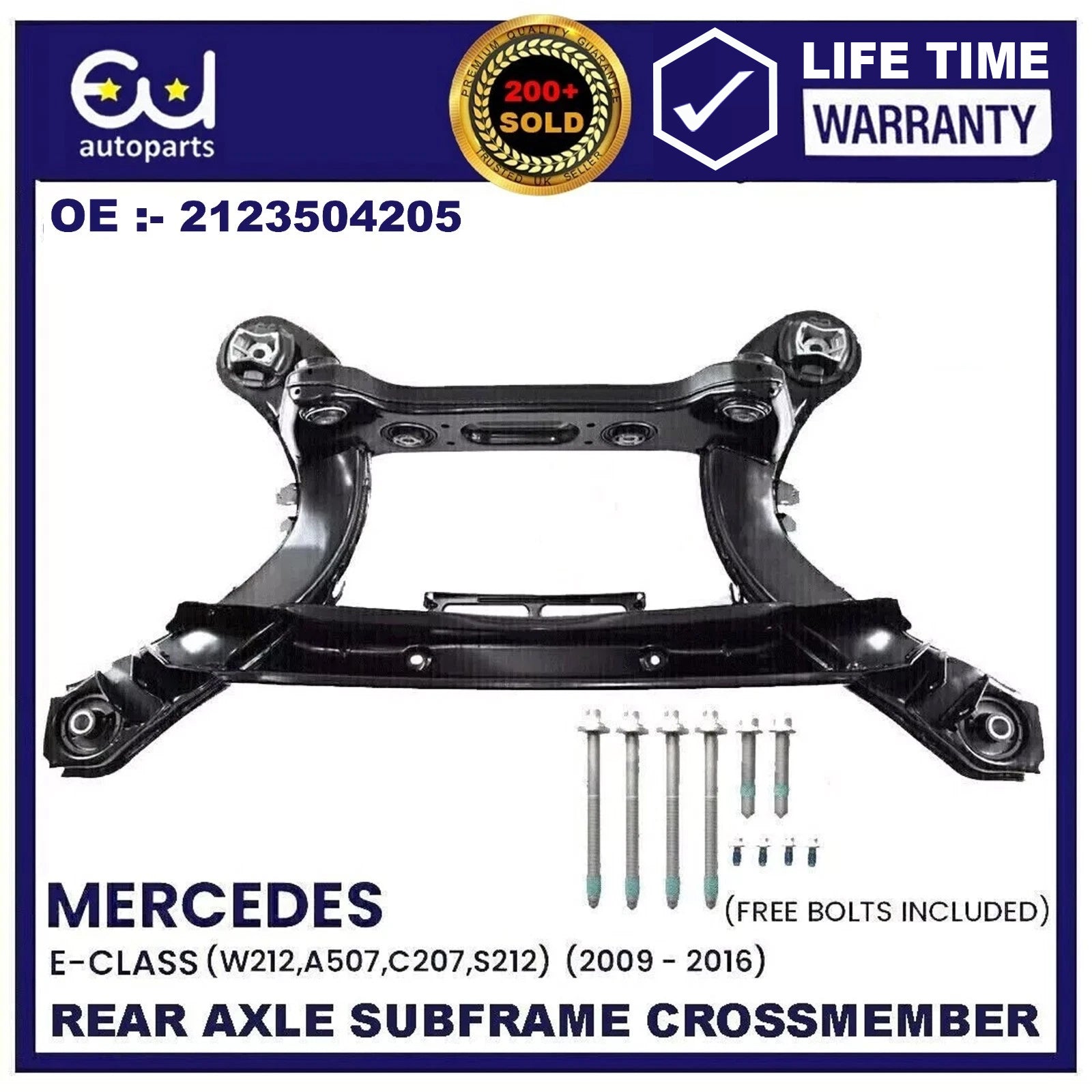 REAR AXLE SUBFRAME CROSSMEMBER FOR MERCEDES E-CLASS C207 S212 W212 2009-16 BOLTS