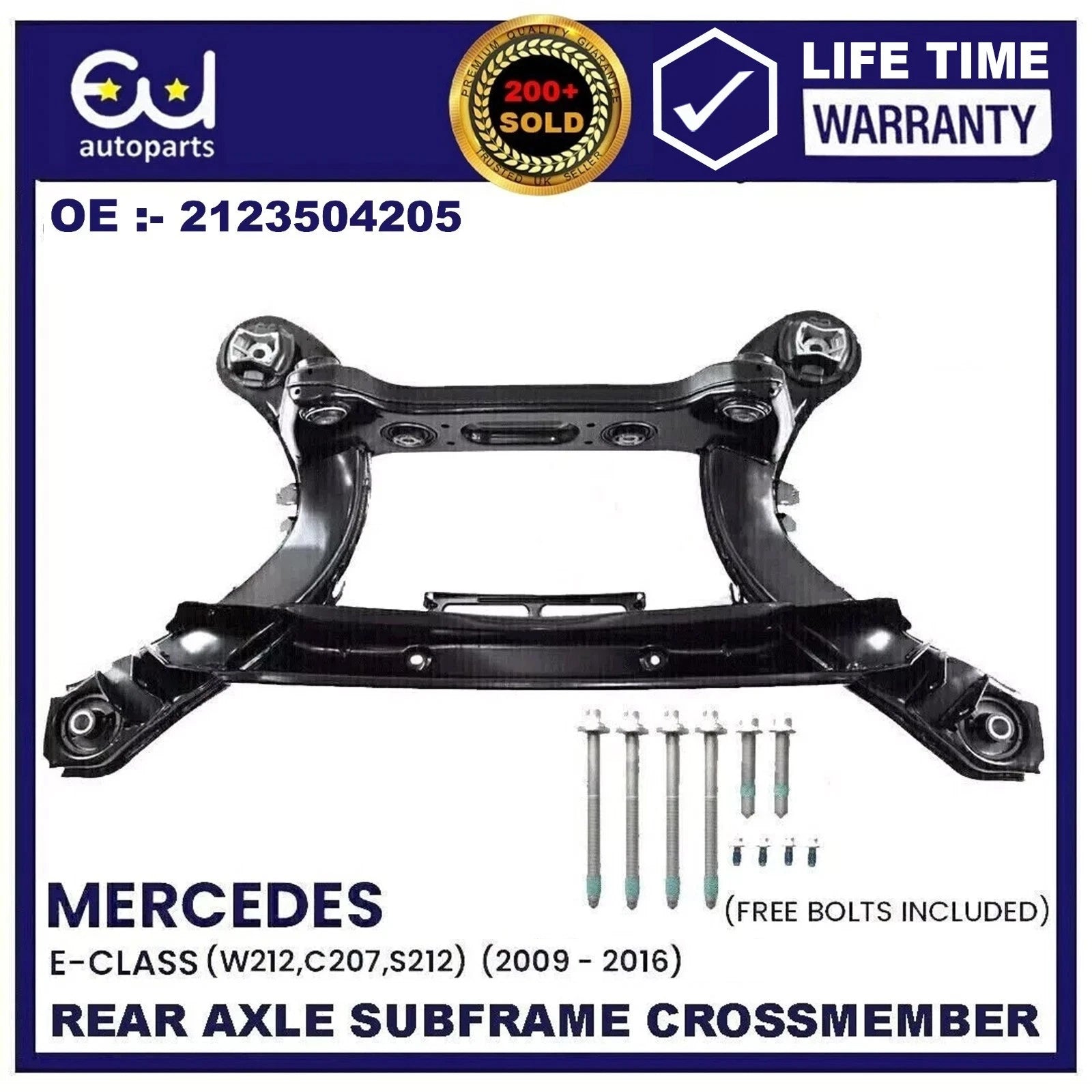 REAR AXLE SUBFRAME CROSSMEMBER FOR MERCEDES E-CLASS C207 S212 W212 2009-16 BOLTS