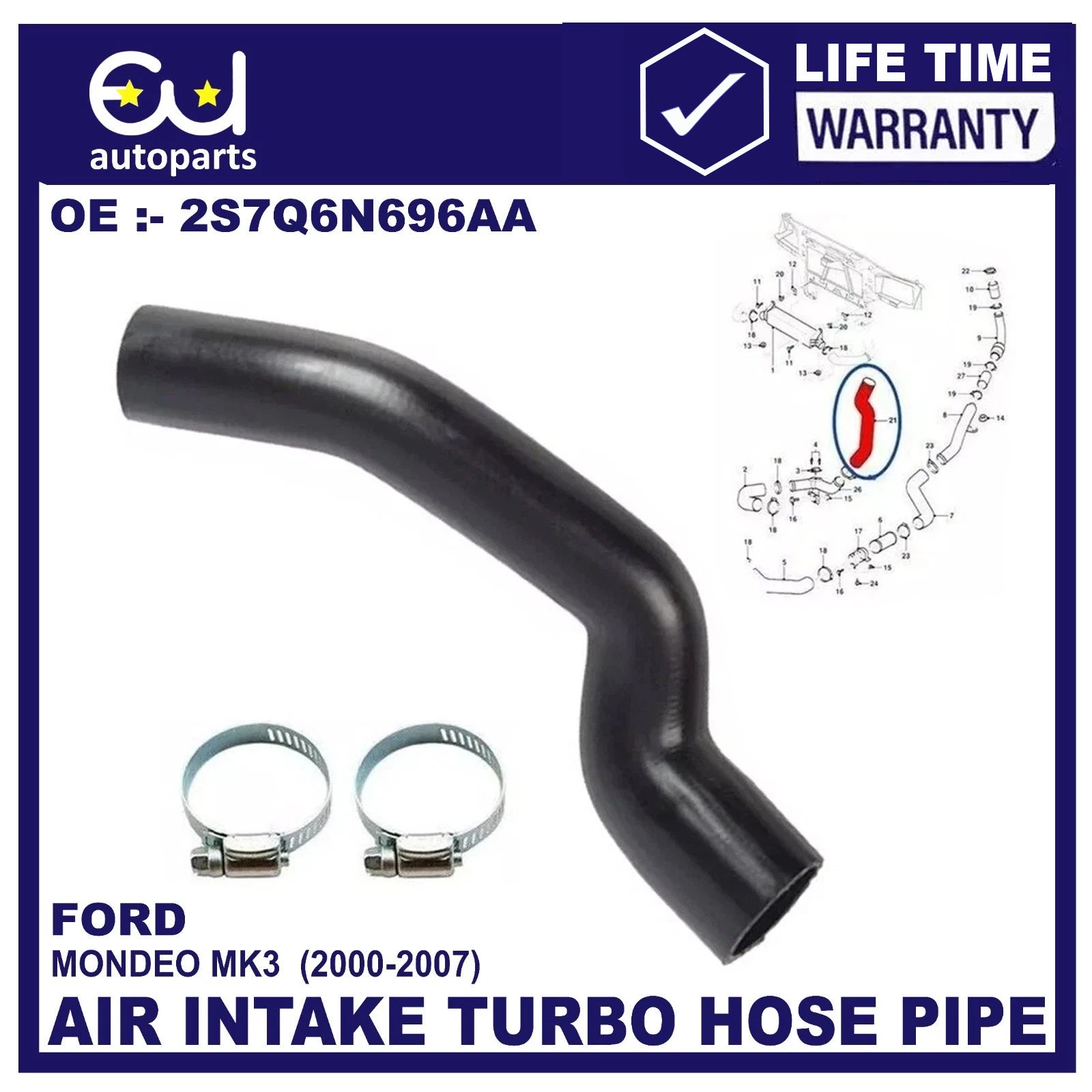 FOR FORD MONDEO MK3 2.0 2.2 TDCI EGR INTERCOOLER TURBO BOOST HOSE PIPE 1222831