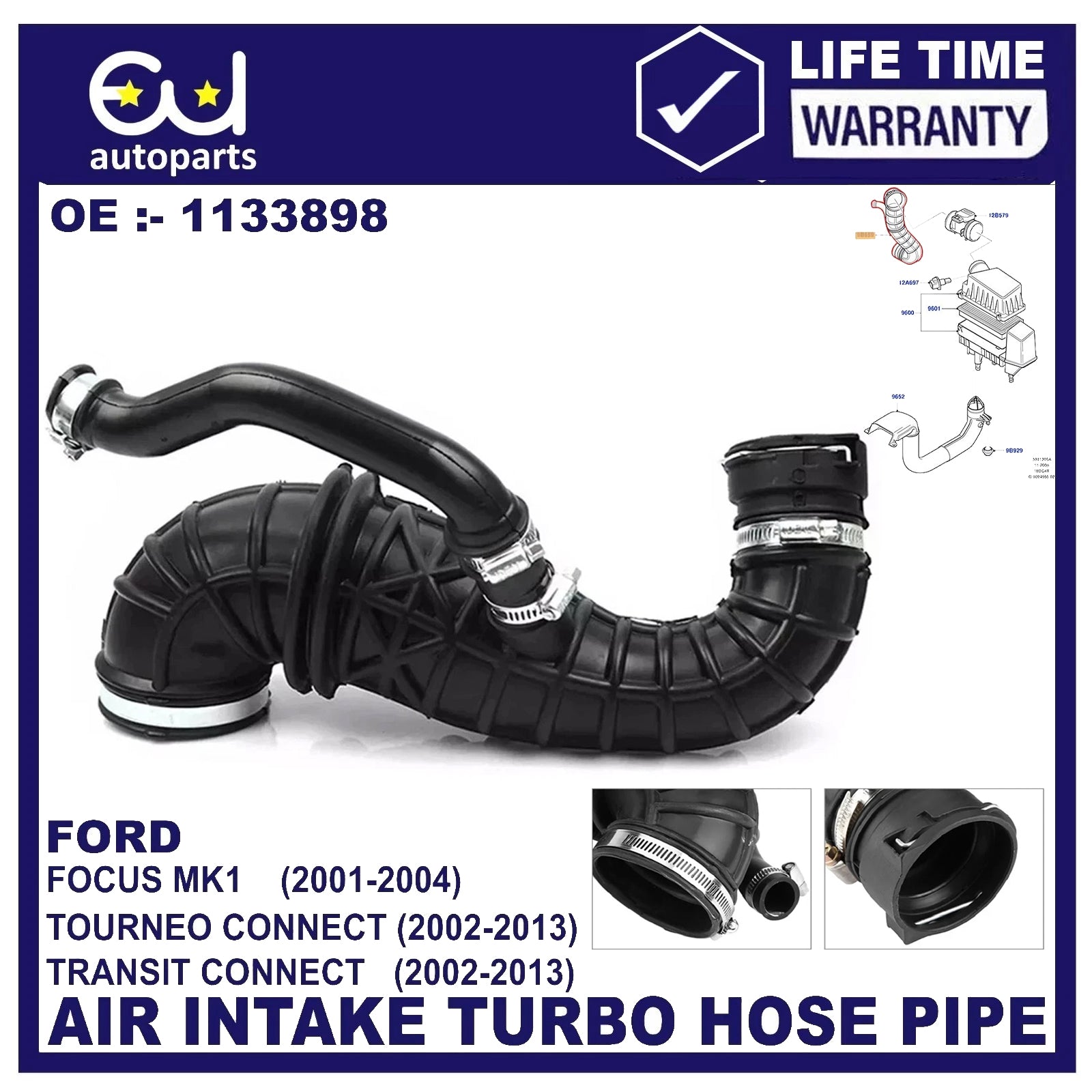 FOR FORD TRANSIT CONNECT TOURNEO 1.8 TDCI AIR FILTER BOX TOP INTAKE HOSE PIPE