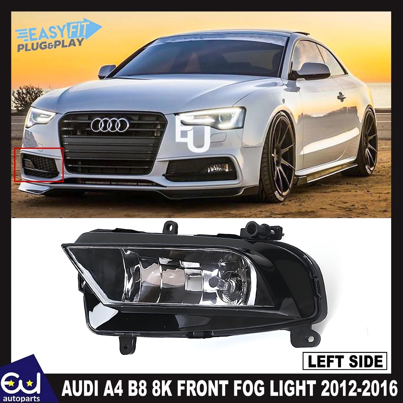 FOG LIGHT AUDI A4 B8 8K ESTATE SALOON 12-16 FRONT FOG SPOT LAMP PASSENGER SIDE