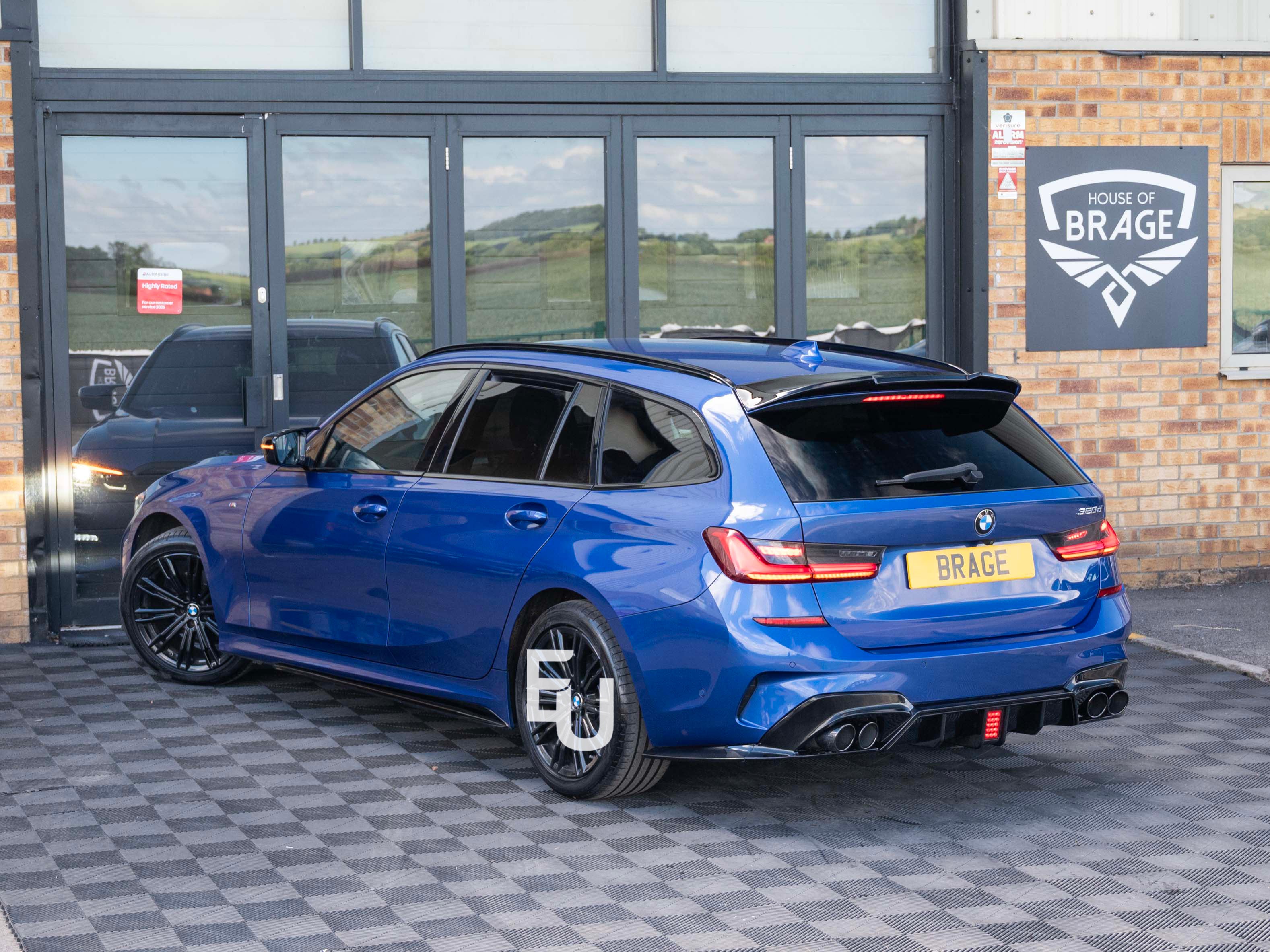FOR BMW 3 SERIES G20 G21 M SPORT GLOSS BLACK REAR DIFFUSER WITH LIGHT 2018-2021