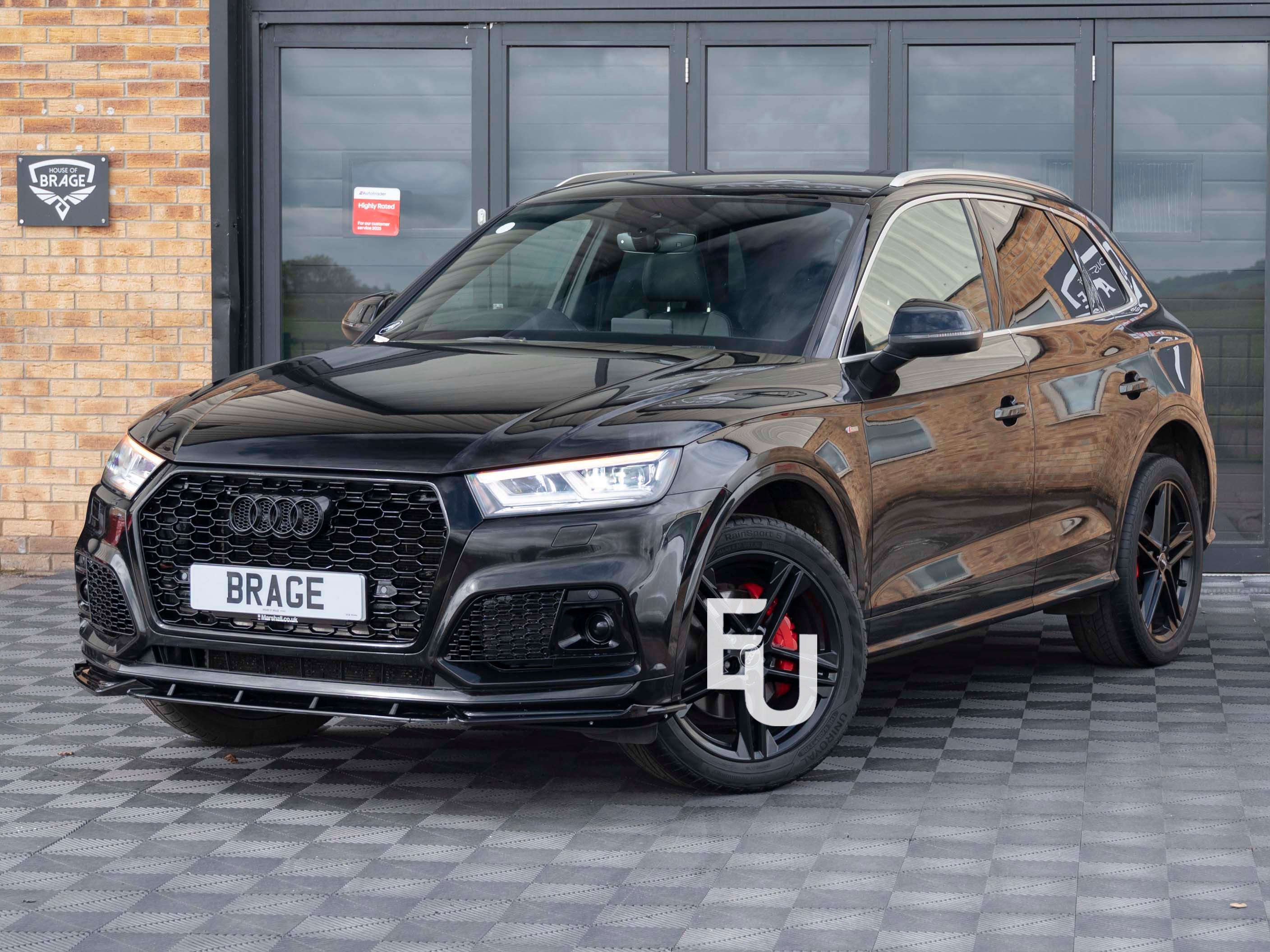'RSQ5 STYLE' FRONT BUMPER HONEYCOMB GRILLE GLOSS BLACK FOR AUDI Q5 SQ5 FY 17-20