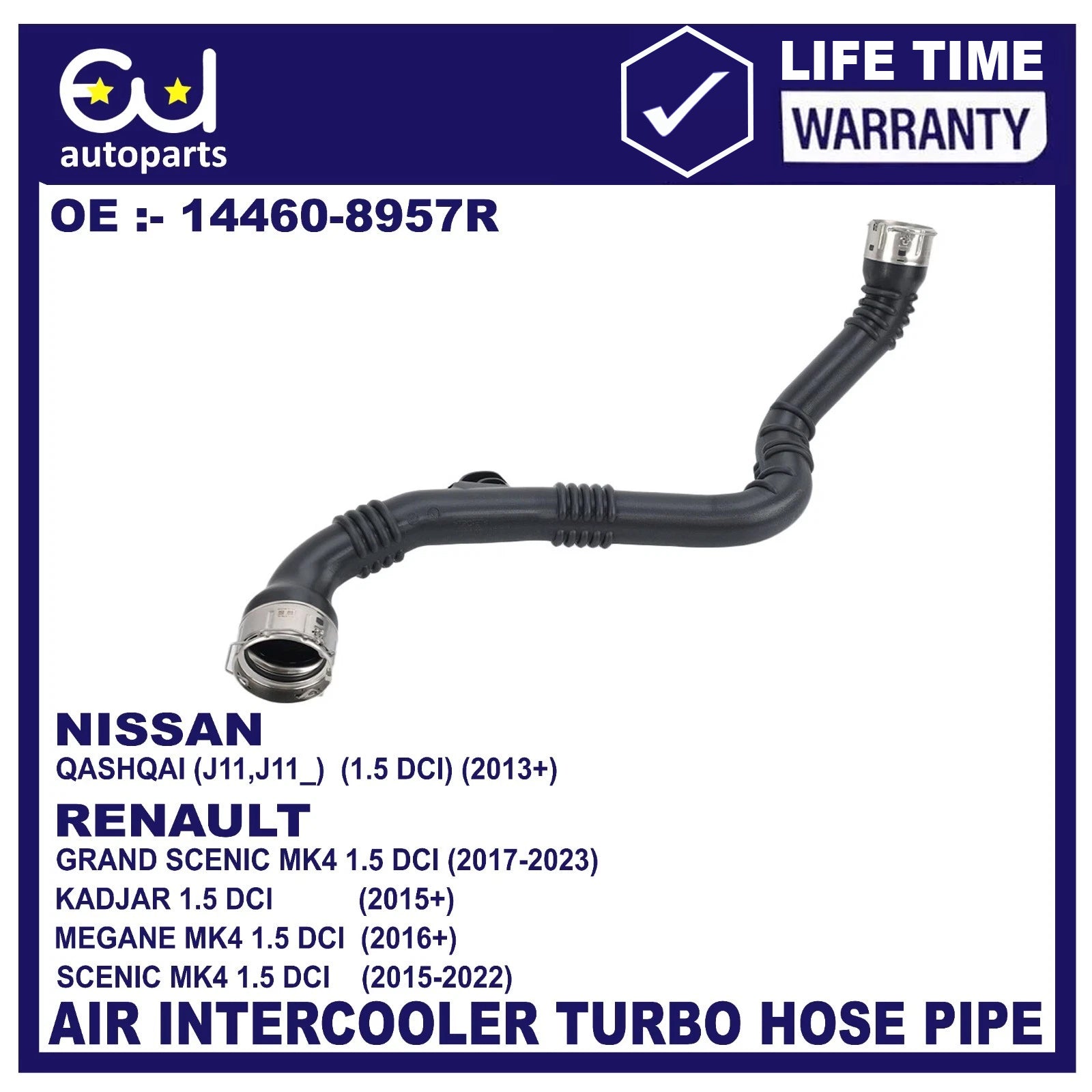 TURBO INTERCOOLER HOSE FOR NISSAN QASHQAI RENAULT MEGANE SCENIC KADJAR 1.5DCI