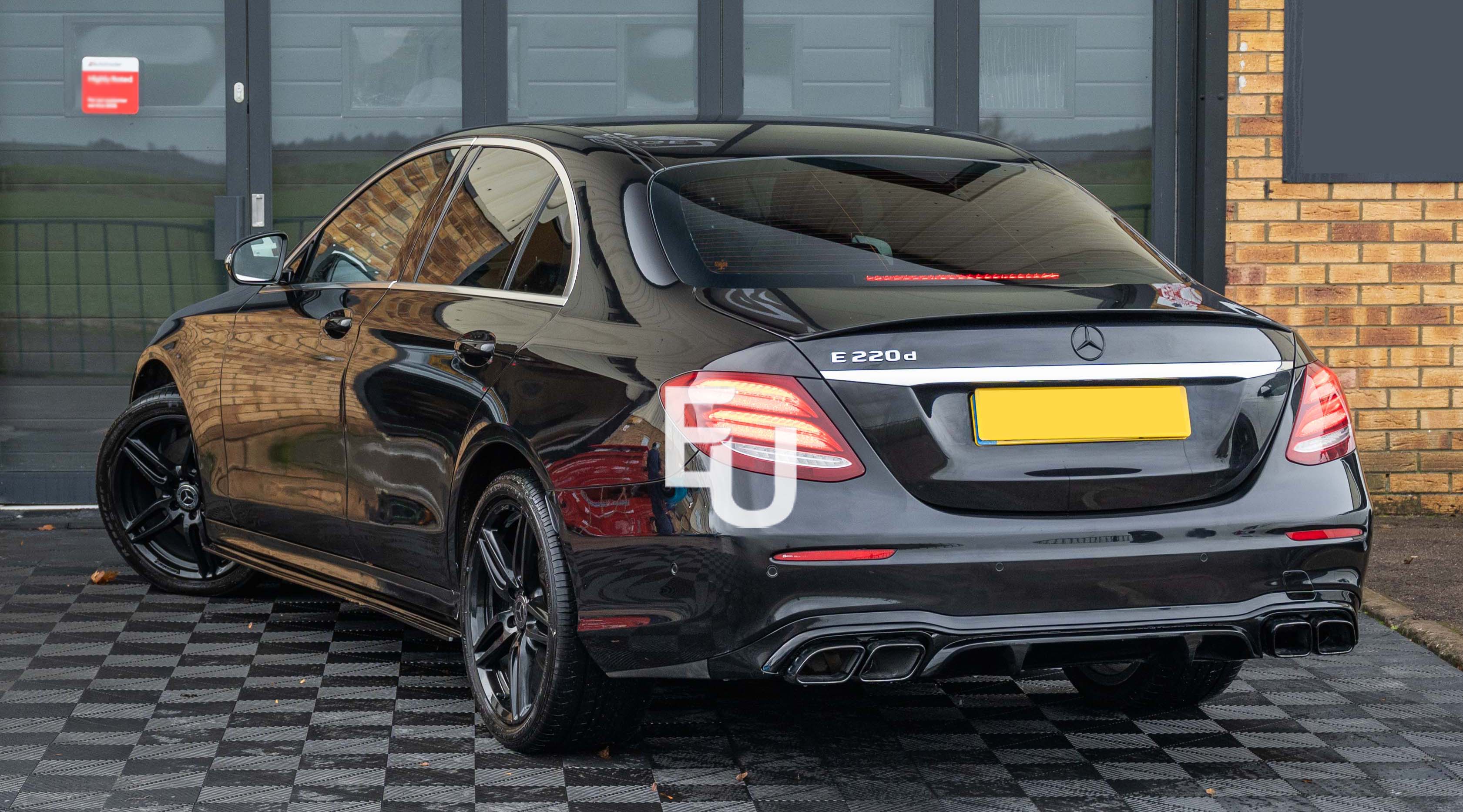 FOR MERCEDES E CLASS W213 SALOON C63 STYLE BOOT SPOILER GLOSS BLACK 2016-2020