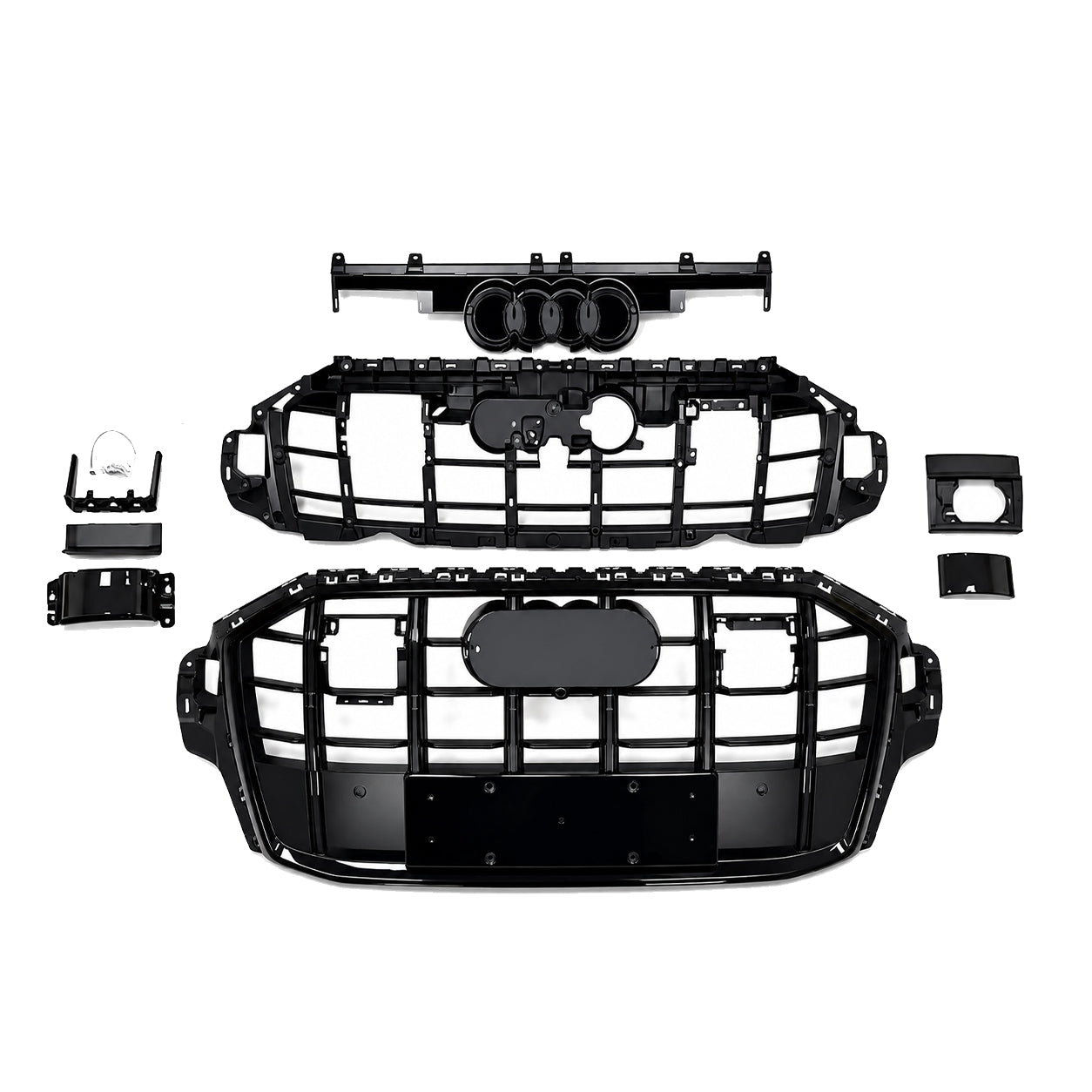 SQ7 STYLE FRONT BUMPER GRILL GRILLE FOR AUDI Q7 4M FACELIFT 2020-23 GLOSS BLACK