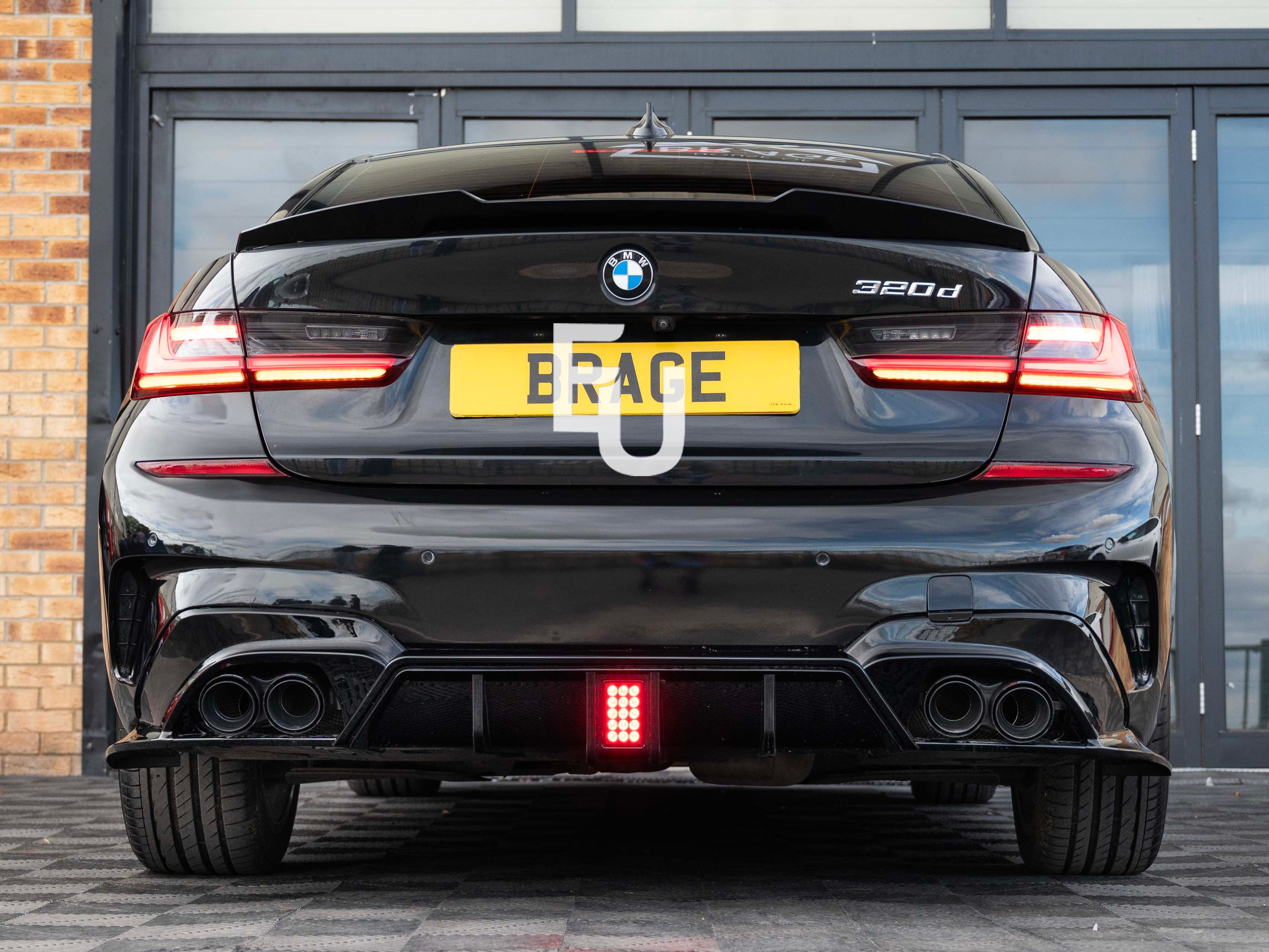 FOR BMW 3 SERIES G20 G21 M SPORT GLOSS BLACK REAR DIFFUSER WITH LED 2018-2021