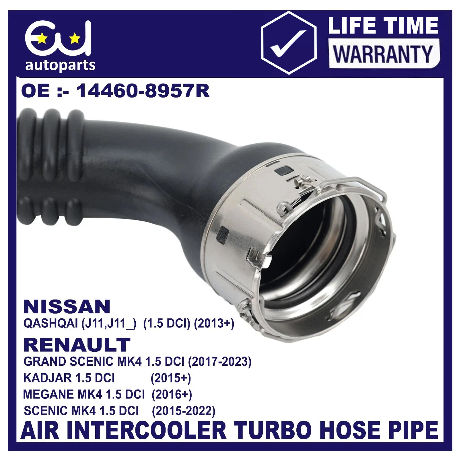TURBO INTERCOOLER HOSE FOR NISSAN QASHQAI RENAULT MEGANE SCENIC KADJAR 1.5DCI