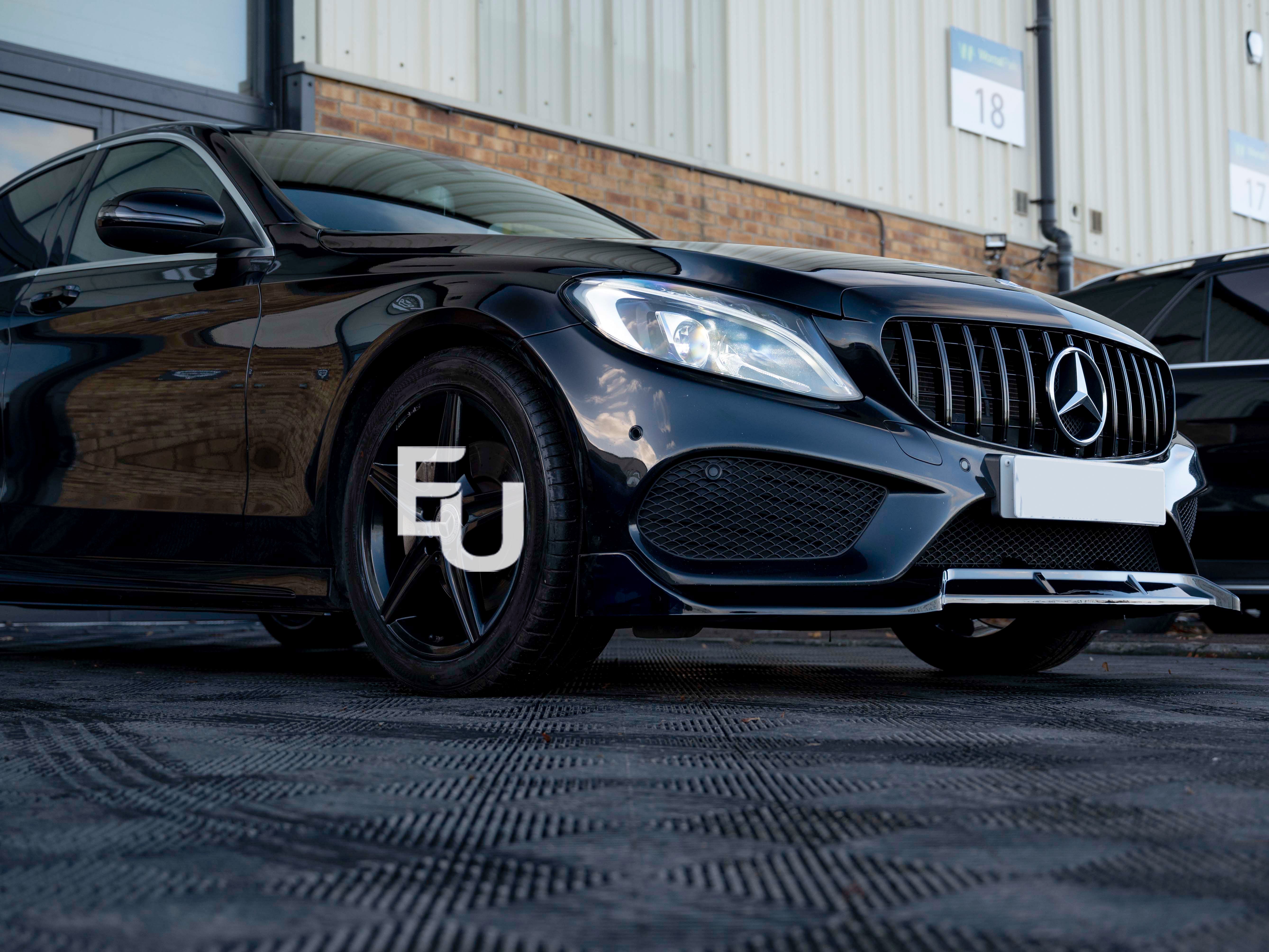 GLOSS BLACK FRONT LIP SPLITTER SPOILER FOR MERCEDES C CLASS W205 C205 AMG 2014+