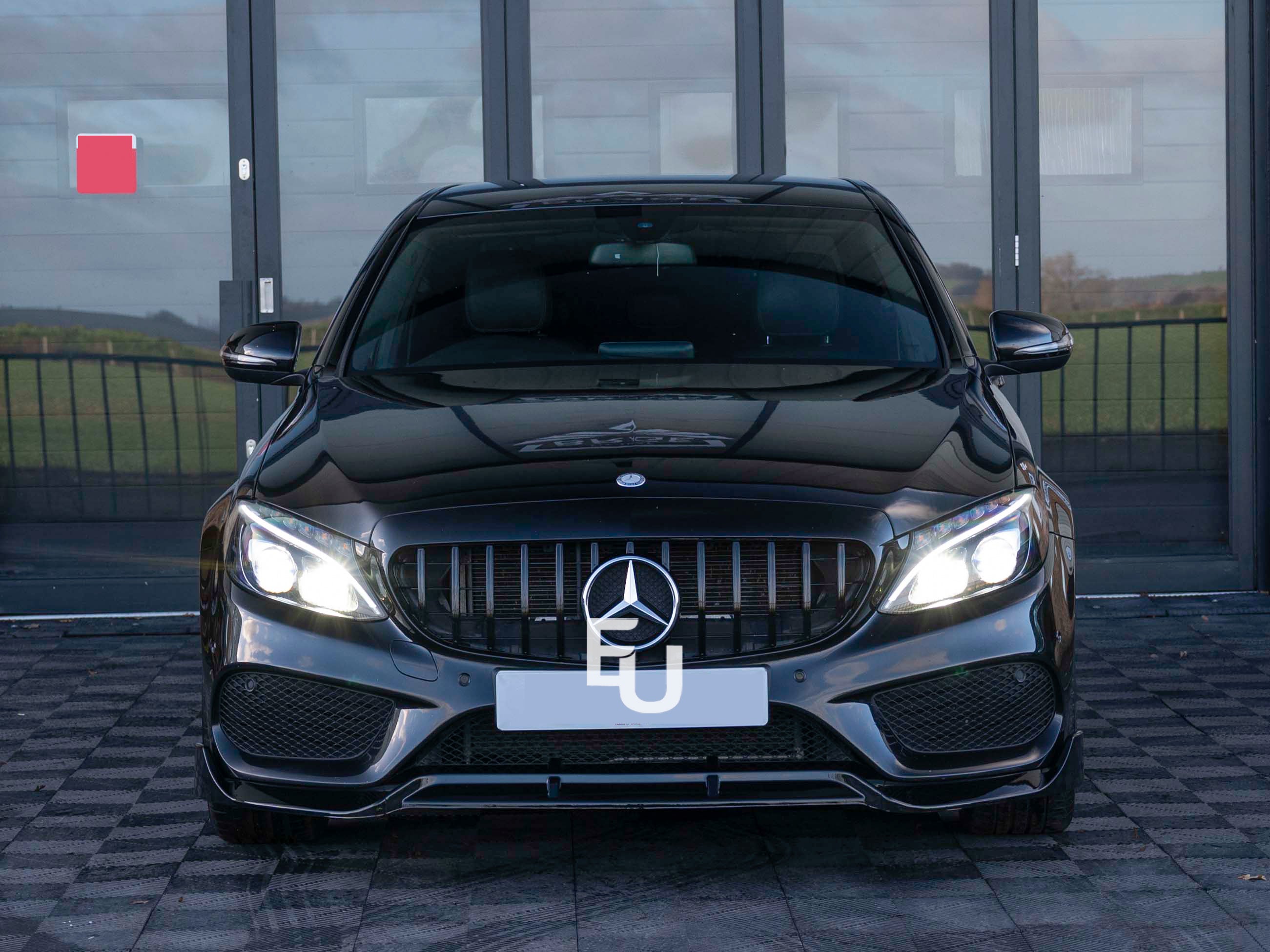 GLOSS BLACK FRONT LIP SPLITTER SPOILER FOR MERCEDES C CLASS W205 C205 AMG 2014+