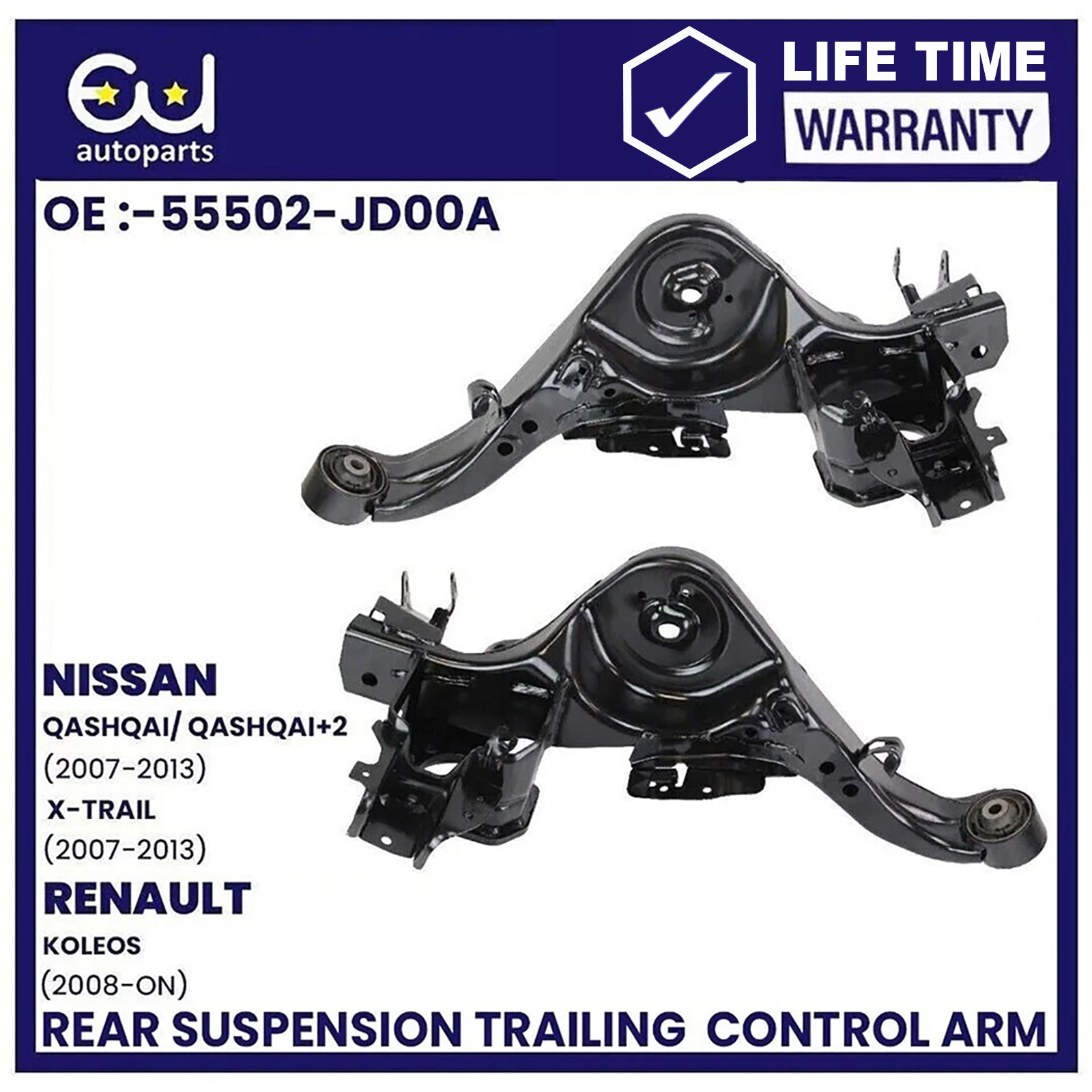 REAR LOWER PAIR SUSPENSION CONTROL TRAILING ARM FOR NISSAN QASHQAI+FITTING KITS