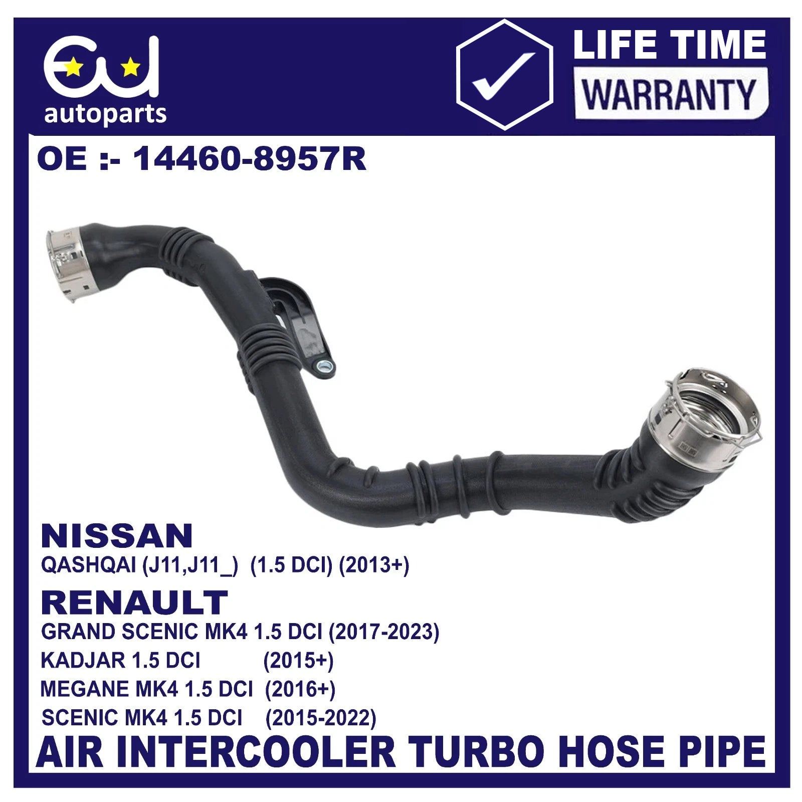 TURBO INTERCOOLER HOSE FOR NISSAN QASHQAI RENAULT MEGANE SCENIC KADJAR 1.5DCI