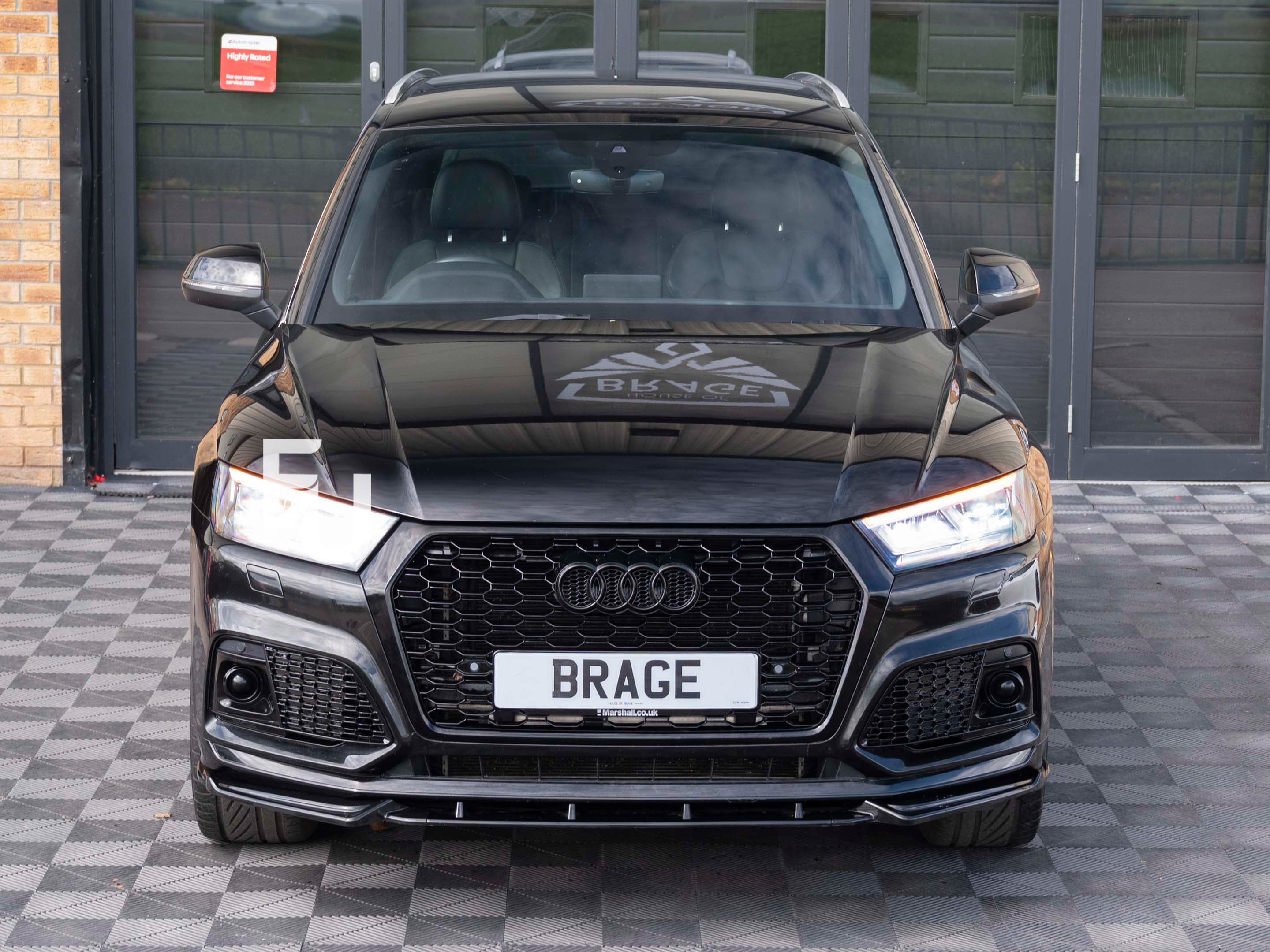 'RSQ5 STYLE' FRONT BUMPER HONEYCOMB GRILLE GLOSS BLACK FOR AUDI Q5 SQ5 FY 17-20