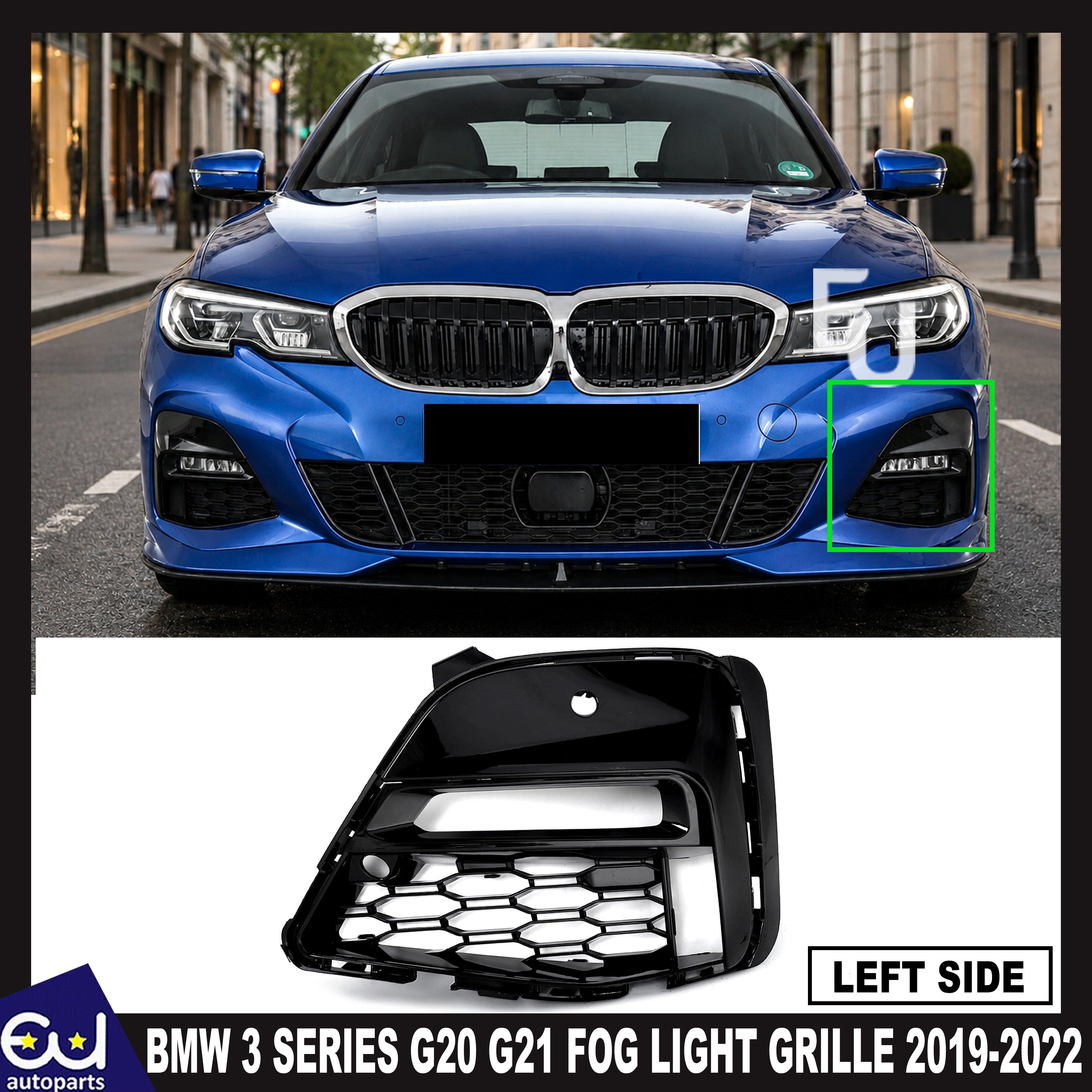 FOR BMW 3 SERIES G20 G21 M SPORT FRONT BUMPER FOG LIGHT GRILLE LEFT LH SIDE