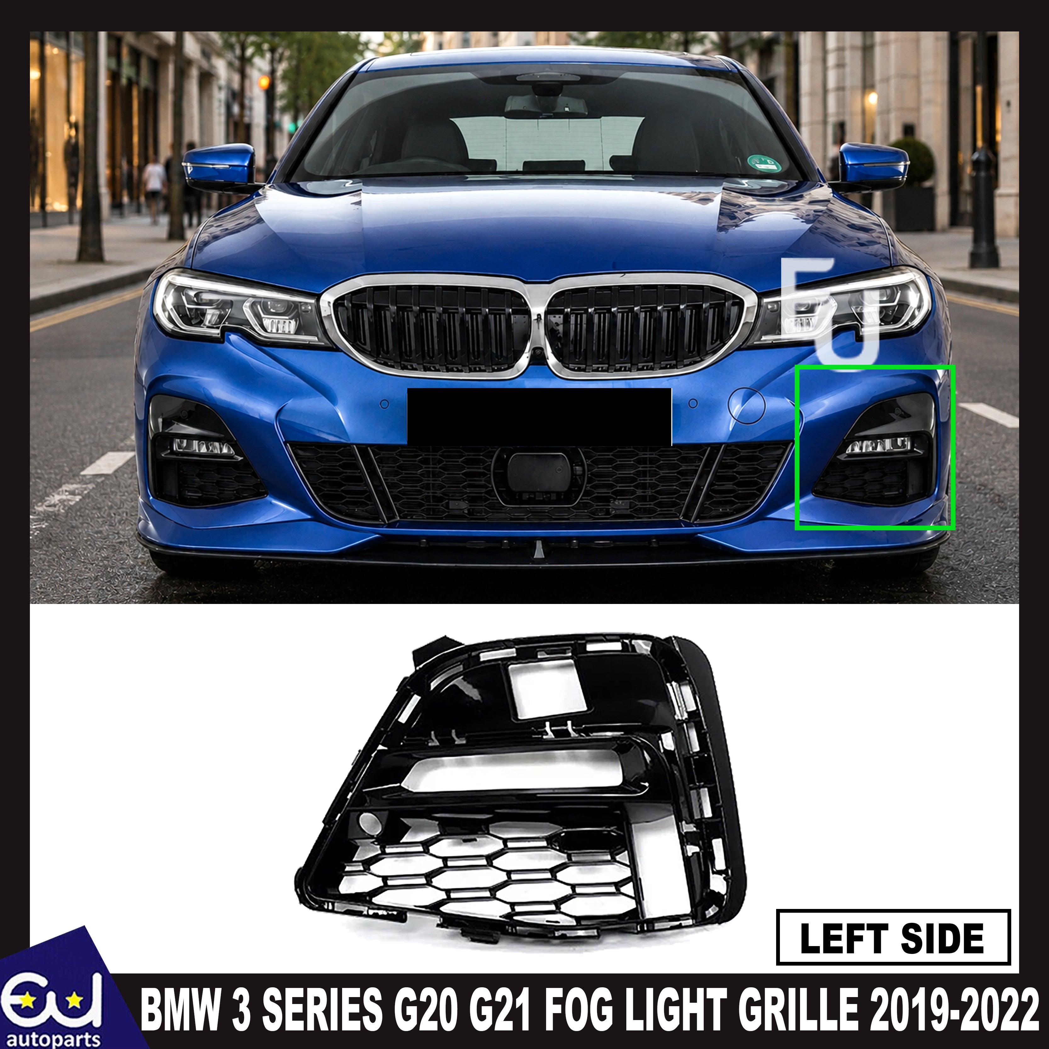 FOR BMW 3 SERIES G20 G21 M SPORT FRONT BUMPER FOG LIGHT GRILLE LEFT LH SIDE
