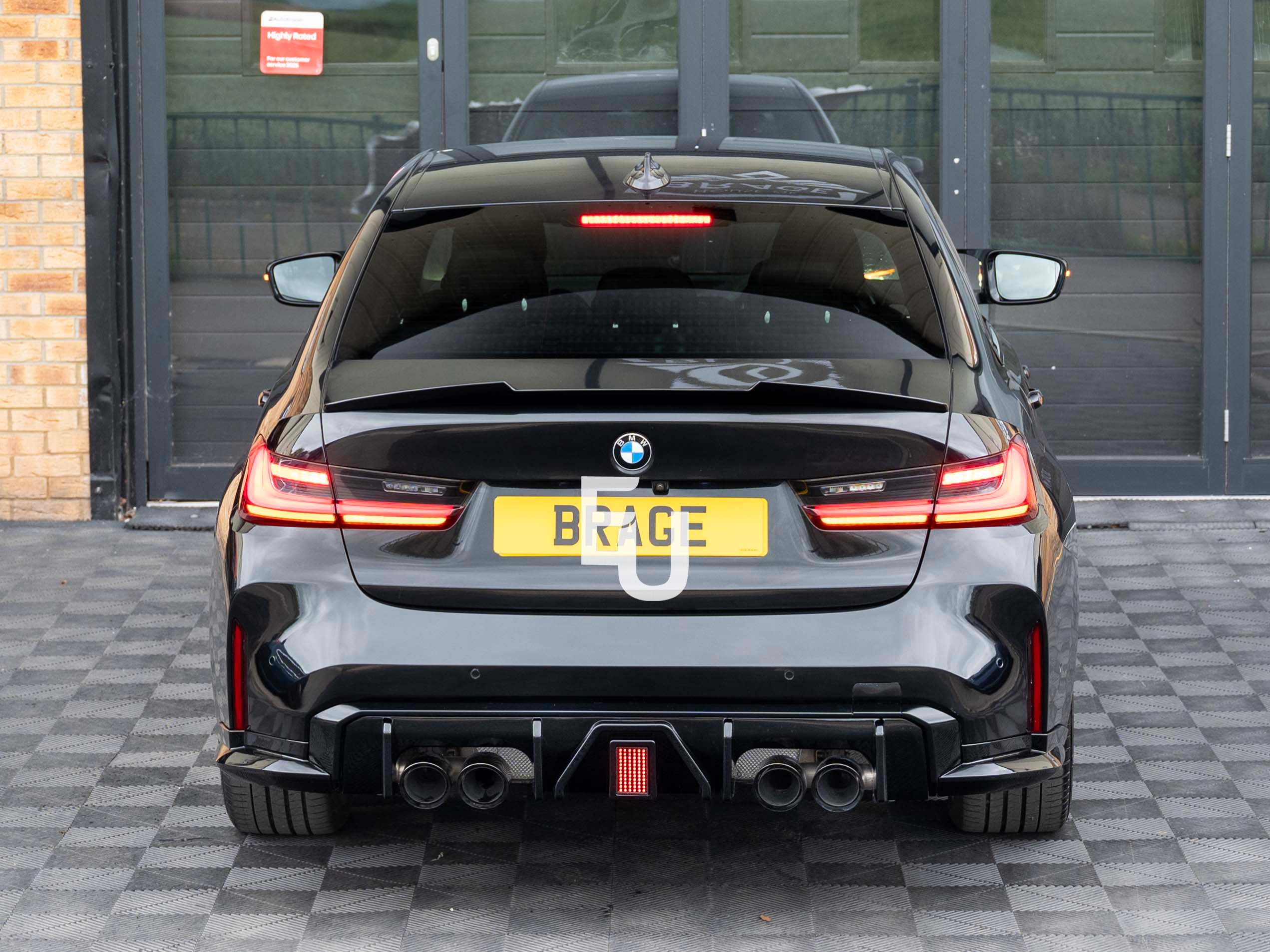 FOR BMW 3 SERIES G20 V STYLE M4 2018+  REAR TRUNK BOOT SPOILER LIP GLOSS BLACK