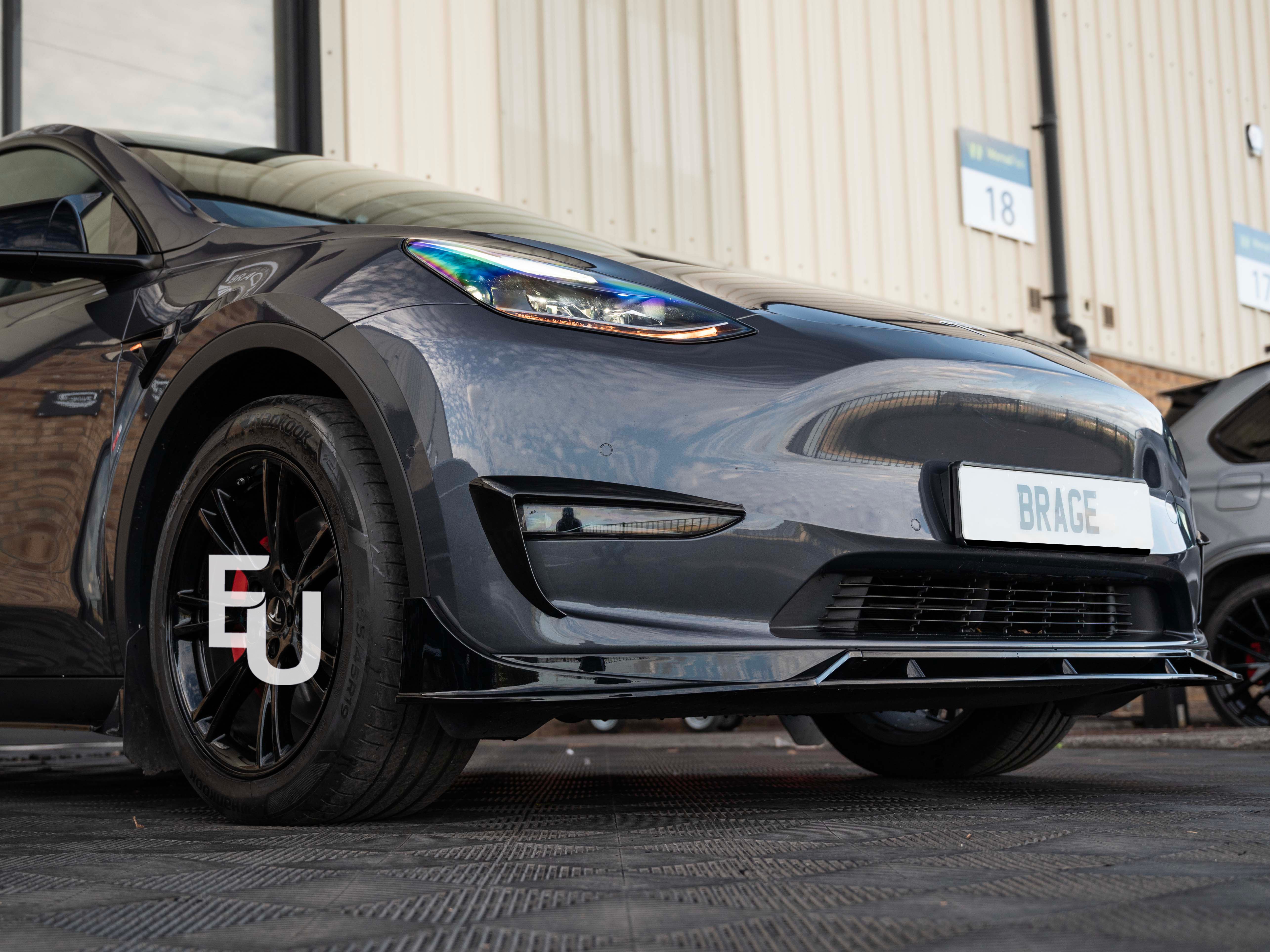 FOR TESLA MODEL Y FRONT BUMPER SPLITTER LIP SPOILER GLOSS BLACK 2020-2023