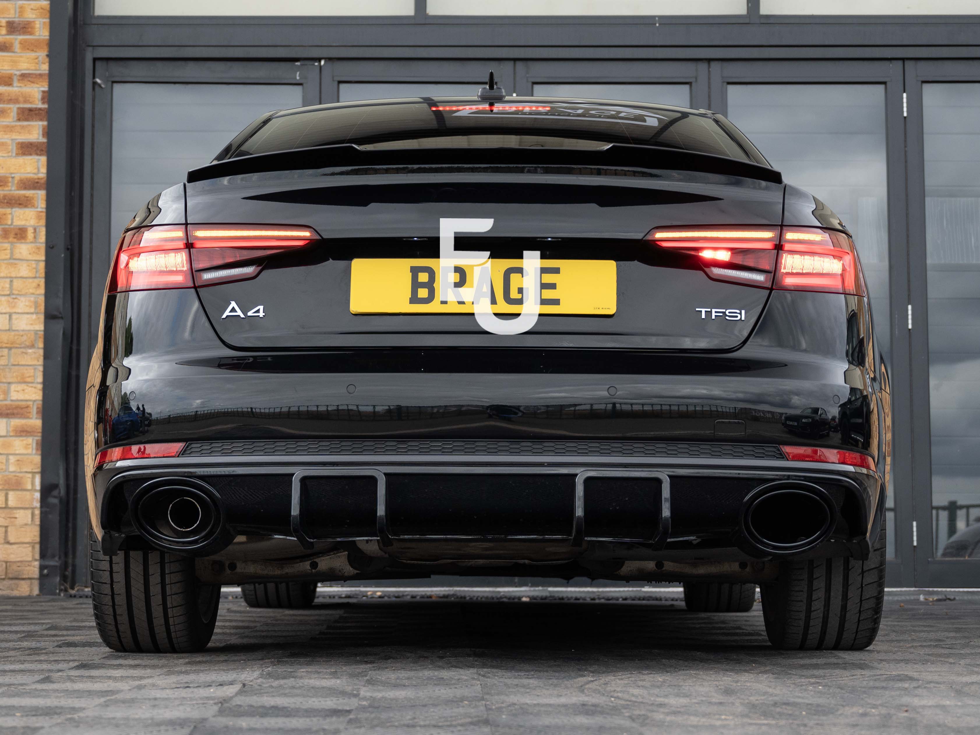 FOR AUDI A4 S4 B9 S-LINE RS4 LOOK REAR DIFFUSER W/TAILPIPE GLOSS BLACK 2015-2019