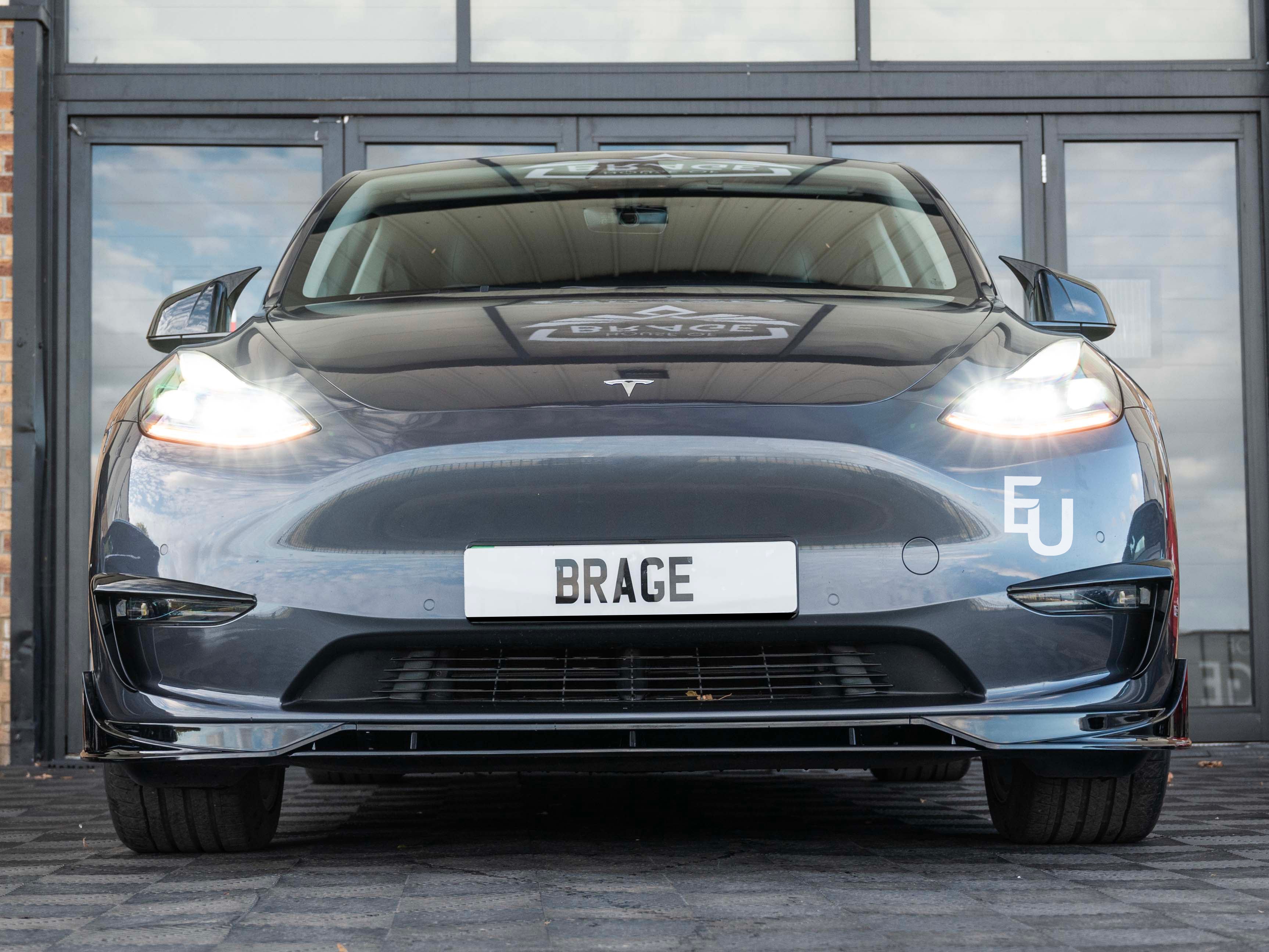 FOR TESLA MODEL Y FRONT BUMPER SPLITTER LIP SPOILER GLOSS BLACK 2020-2023