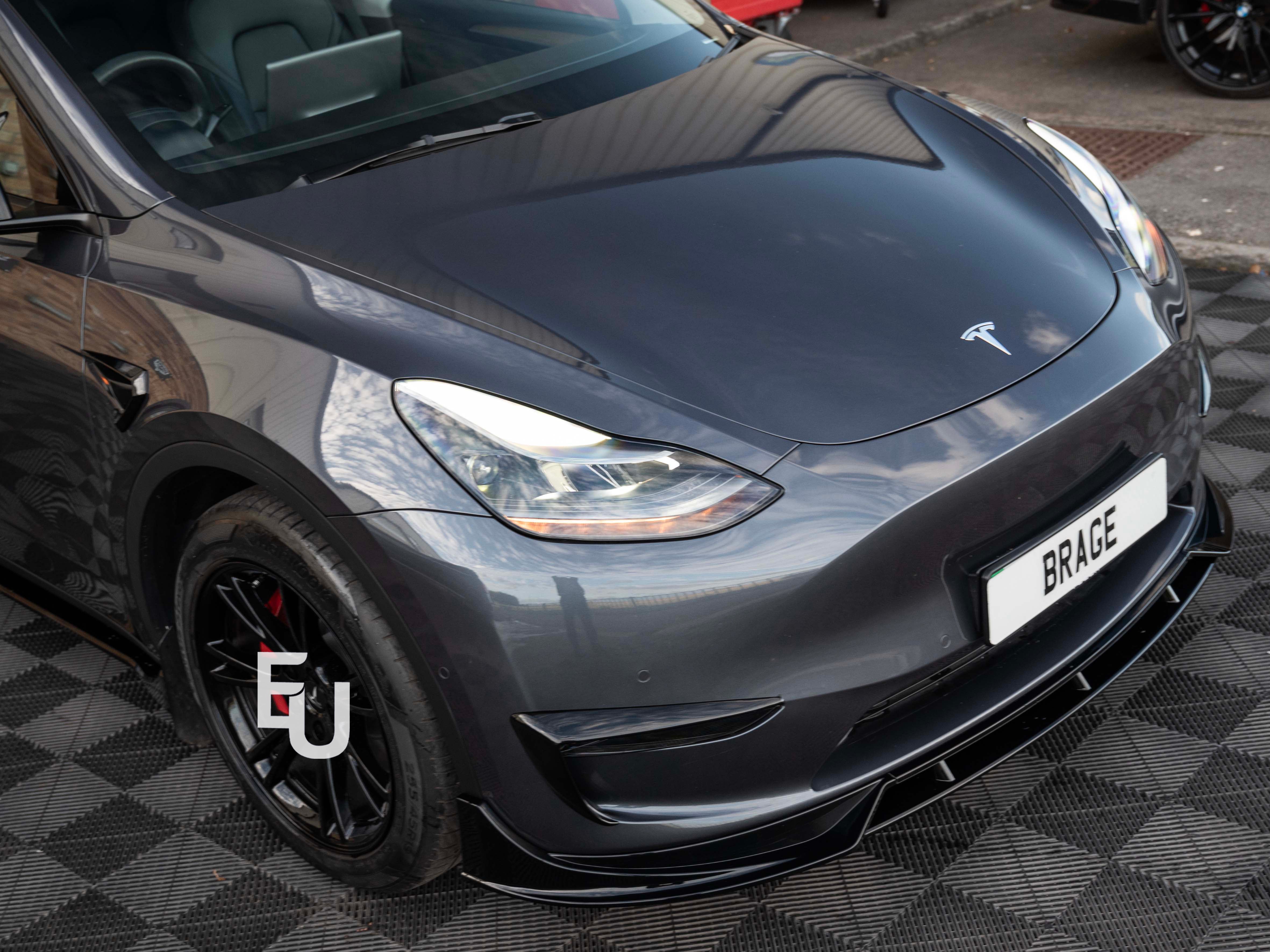 FOR TESLA MODEL Y FRONT BUMPER SPLITTER LIP SPOILER GLOSS BLACK 2020-2023