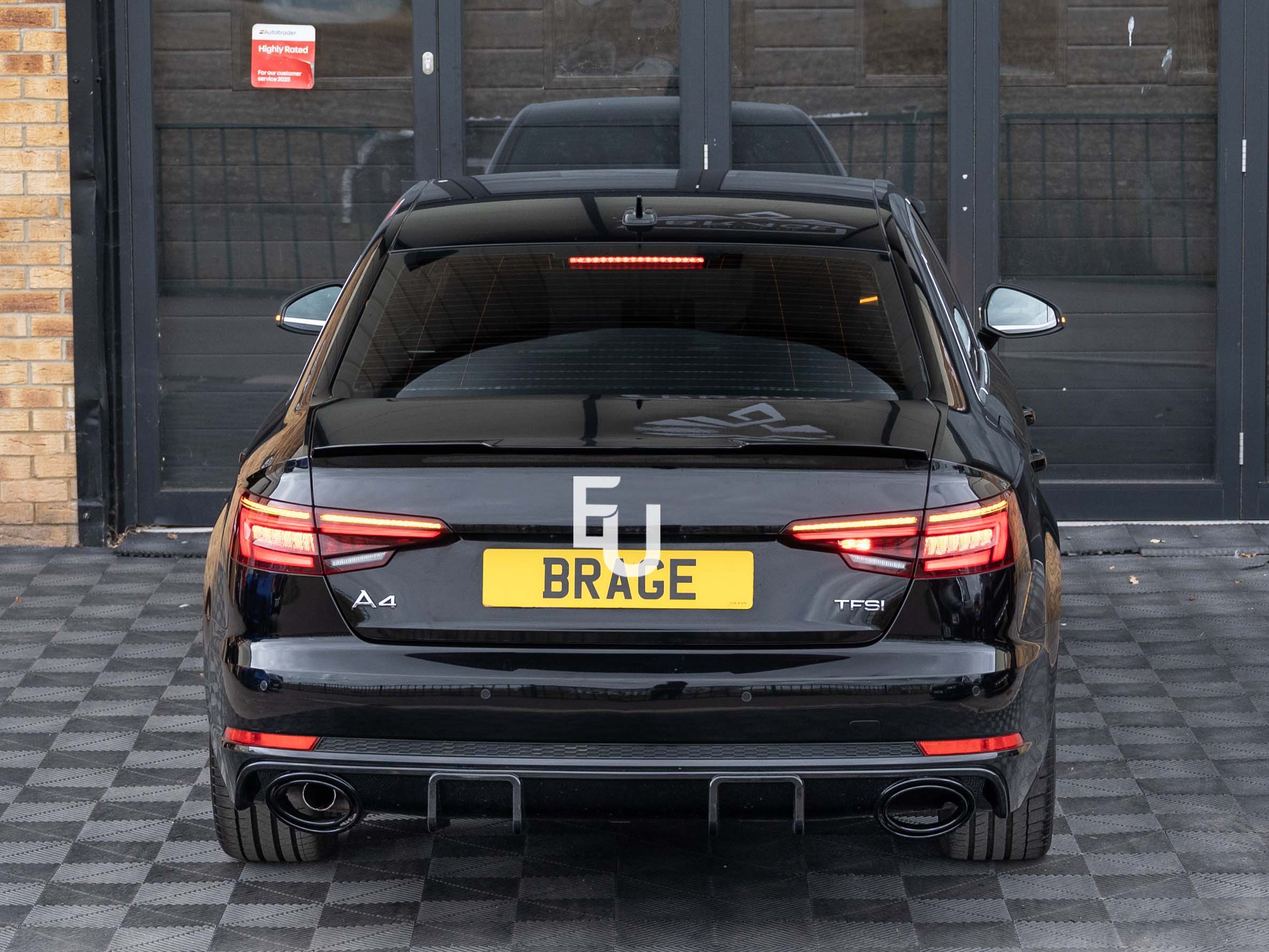 FOR AUDI A4 S4 B9 S-LINE RS4 LOOK REAR DIFFUSER W/TAILPIPE GLOSS BLACK 2015-2019
