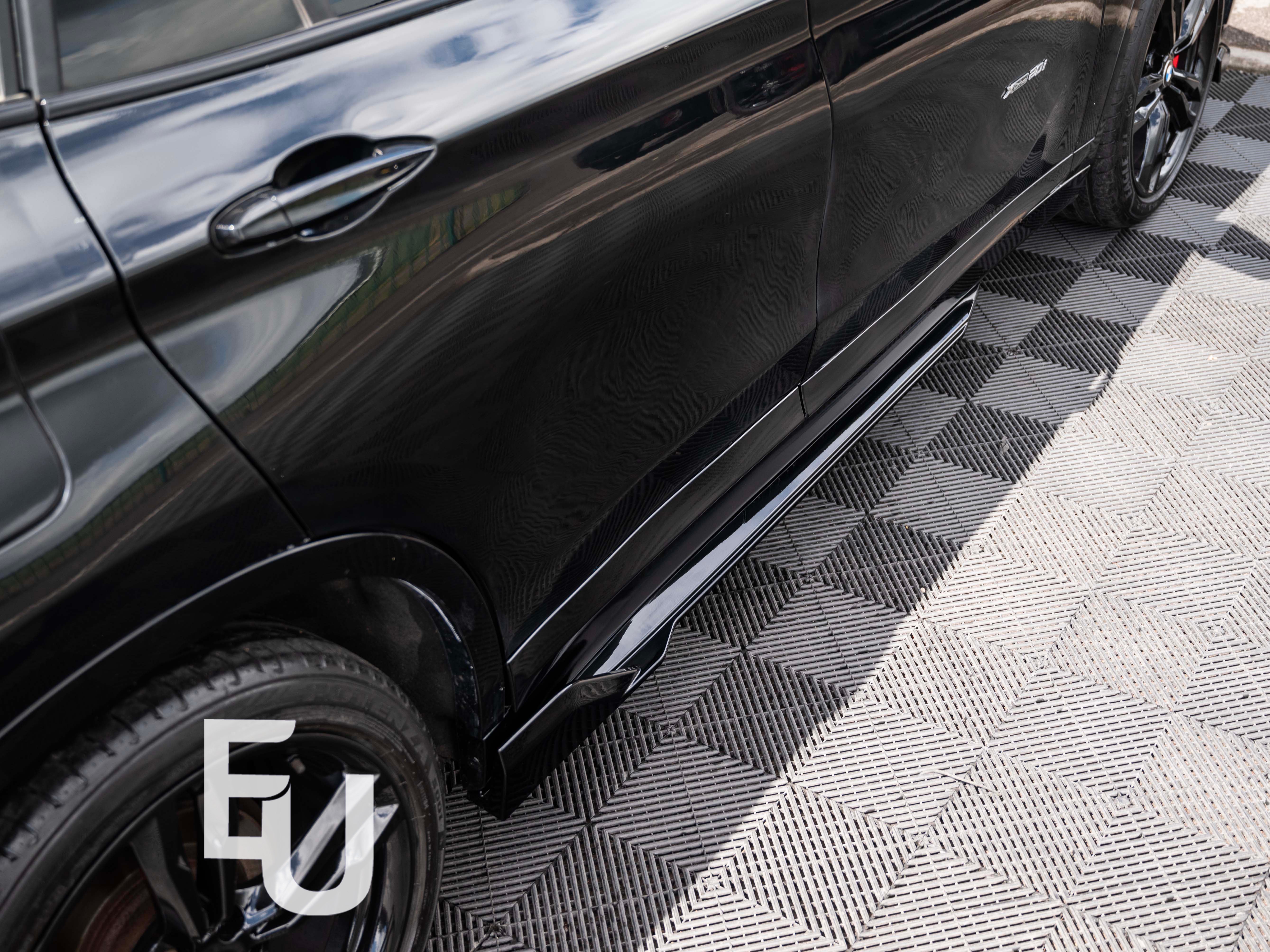 GLOSSY BLACK SIDE SKIRTS EXTENSION BLADES LIP SPOILER FOR BMW X1 F48 2016-2022
