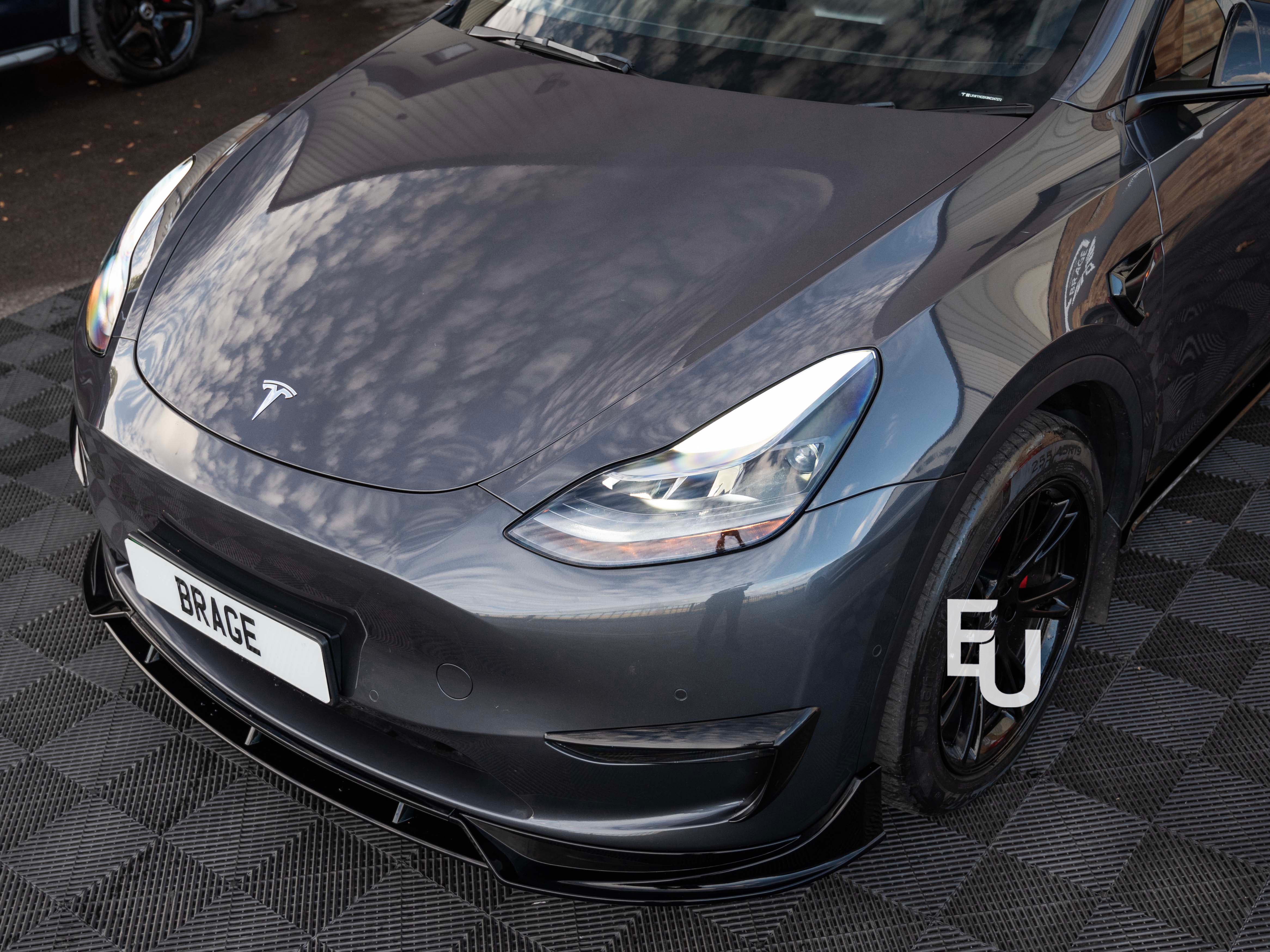 FOR TESLA MODEL Y FRONT BUMPER SPLITTER LIP SPOILER GLOSS BLACK 2020-2023