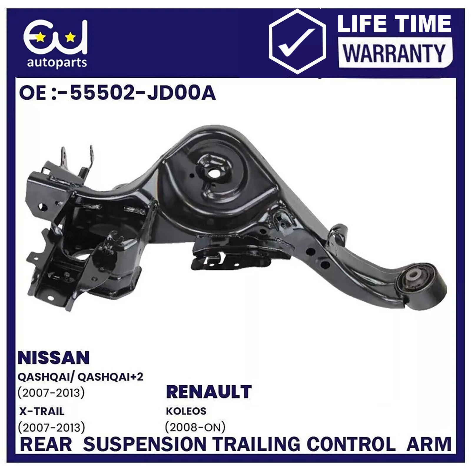 REAR LOWER LEFT SUSPENSION TRAILING CONTROL ARM FOR NISSAN QASHQAI +FITTING KIT