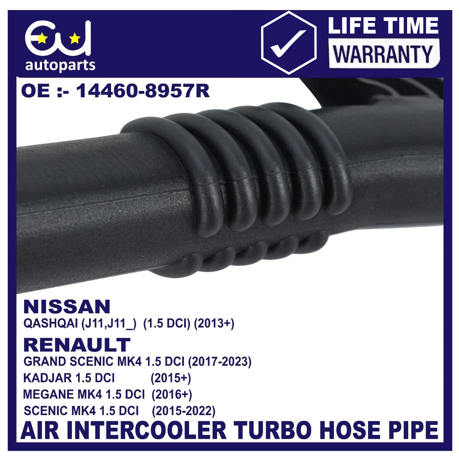 TURBO INTERCOOLER HOSE FOR NISSAN QASHQAI RENAULT MEGANE SCENIC KADJAR 1.5DCI