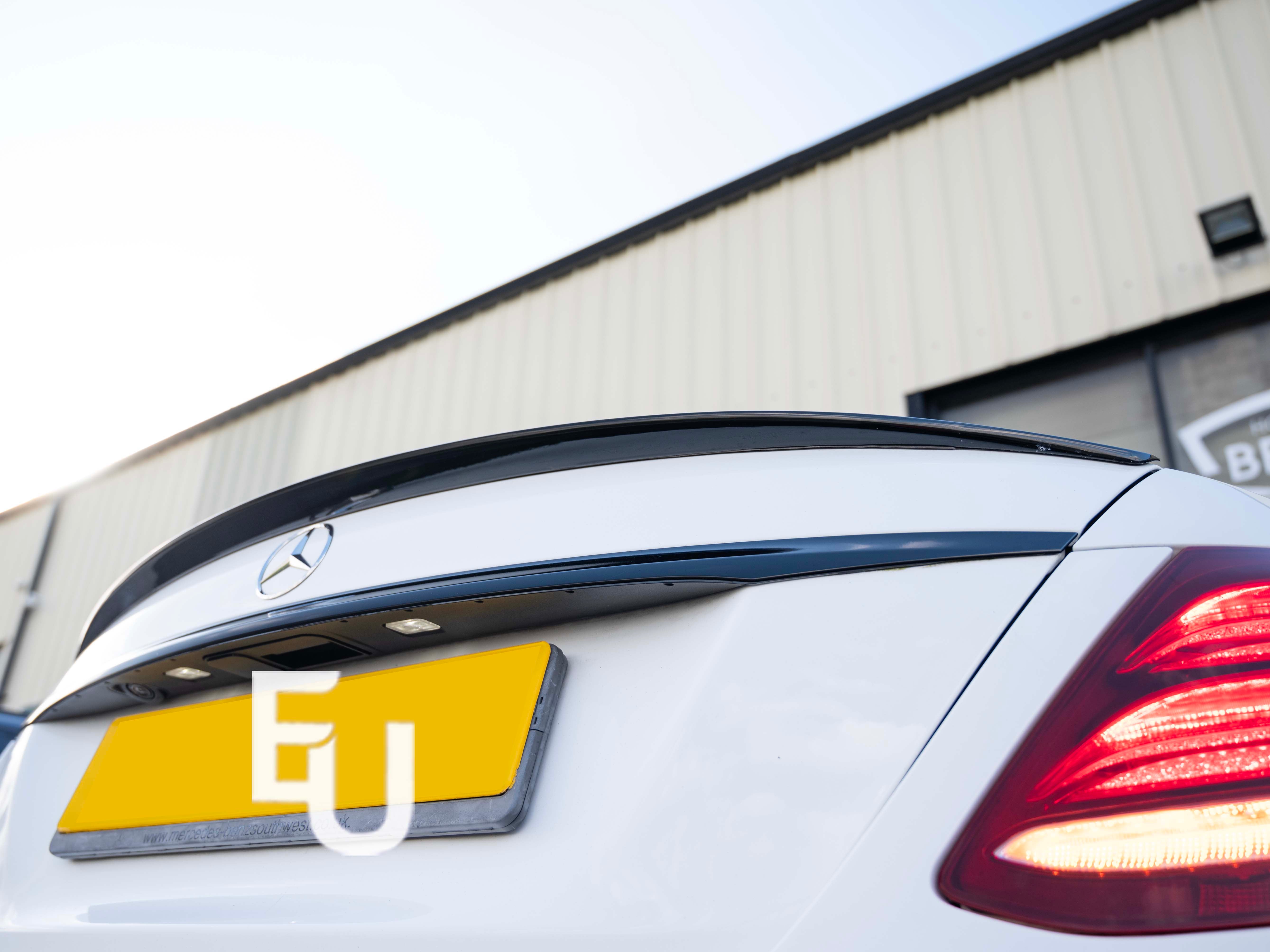 FOR MERCEDES E CLASS W213 SALOON C63 STYLE BOOT SPOILER GLOSS BLACK 2016-2020