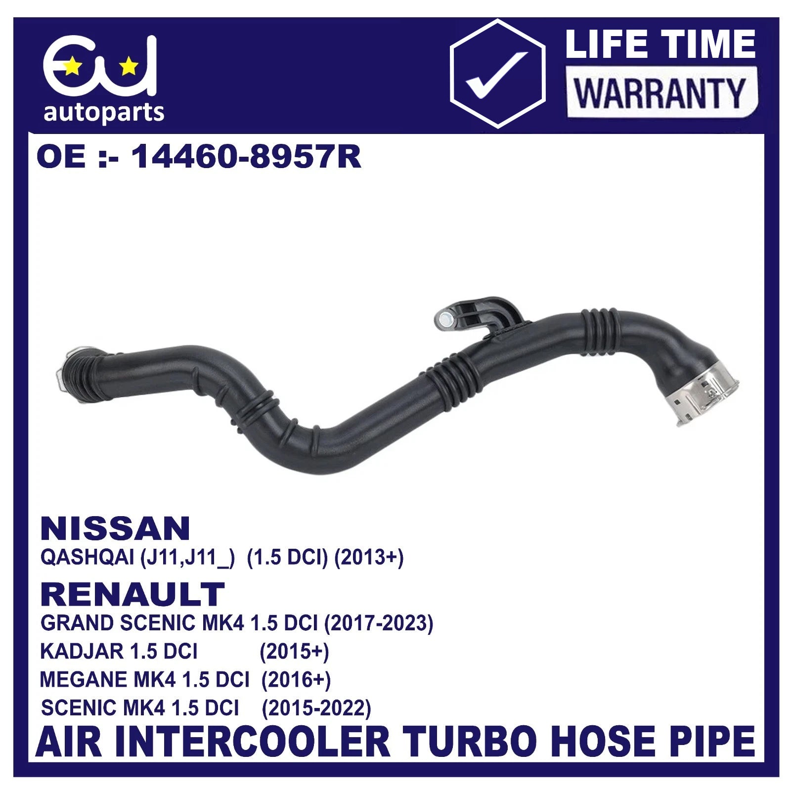 TURBO INTERCOOLER HOSE FOR NISSAN QASHQAI RENAULT MEGANE SCENIC KADJAR 1.5DCI