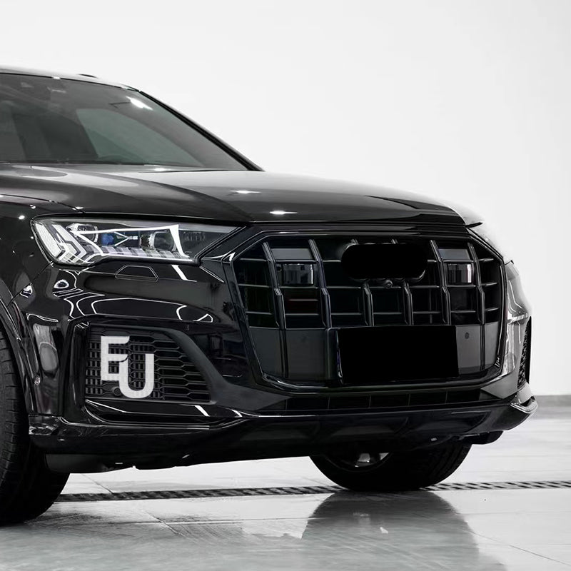 SQ7 STYLE FRONT BUMPER GRILL GRILLE FOR AUDI Q7 4M FACELIFT 2020-23 GLOSS BLACK