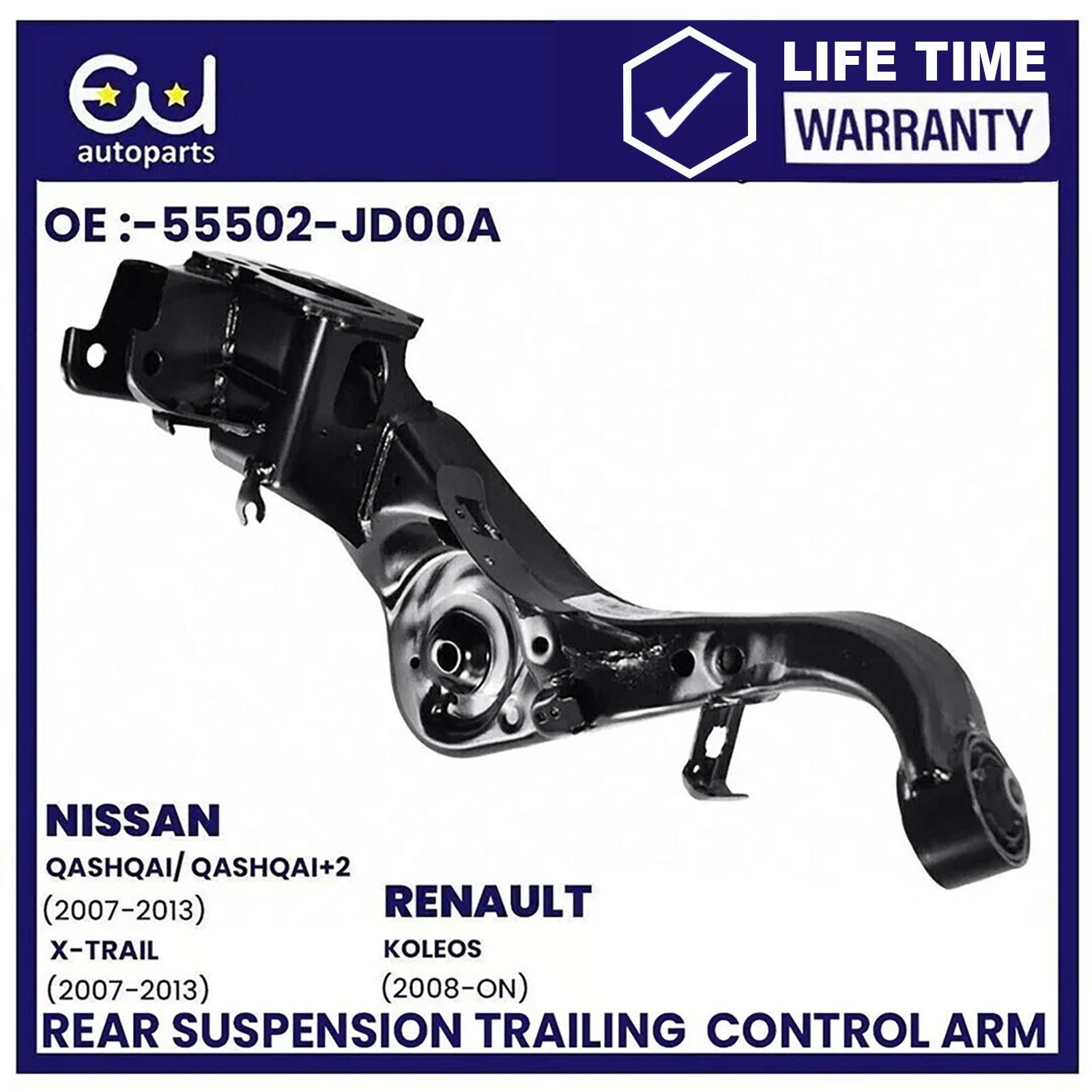 REAR LOWER PAIR SUSPENSION CONTROL TRAILING ARM FOR NISSAN QASHQAI+FITTING KITS