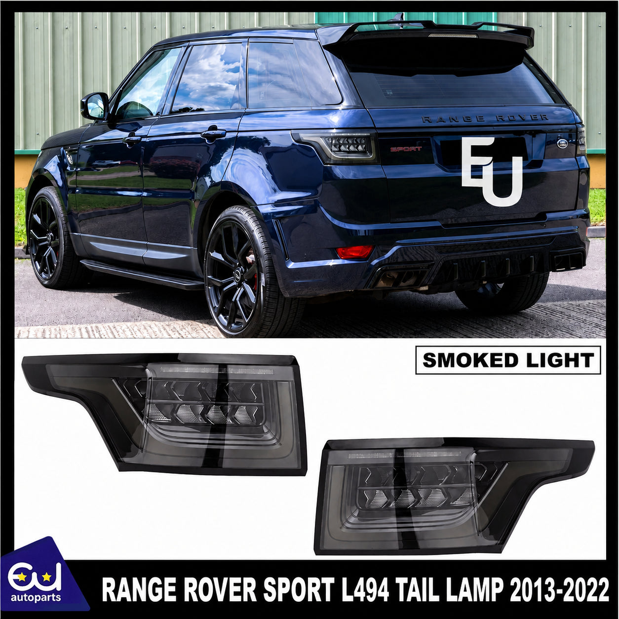 PAIR SEQUENTIAL LED SMOKED REAR TAIL LIGHT LAMP FOR RANGE ROVER SPORT L494 13-22