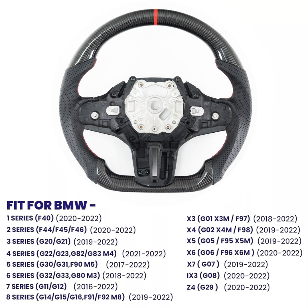 FOR BMW F39 G30 G31 G01 G05 G06 G07 G80 REAL CARBON FIBER HEATED STEERING WHEEL