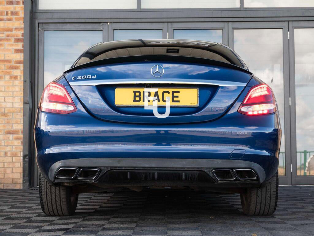 REAR DIFFUSER TAIL PIPE NON AMG FOR MERCEDES C-CLASS W205 C63 LOOK BLACK