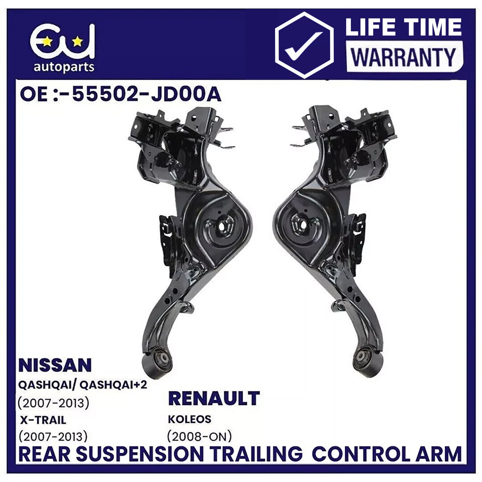 REAR LOWER PAIR SUSPENSION CONTROL TRAILING ARM FOR NISSAN QASHQAI+FITTING KITS