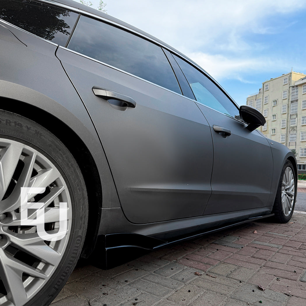 FOR AUDI A7 S7 S LINE C8 SIDE SKIRT SKIRTS EXTENSION BLADE GLOSS BLACK 2017-2025
