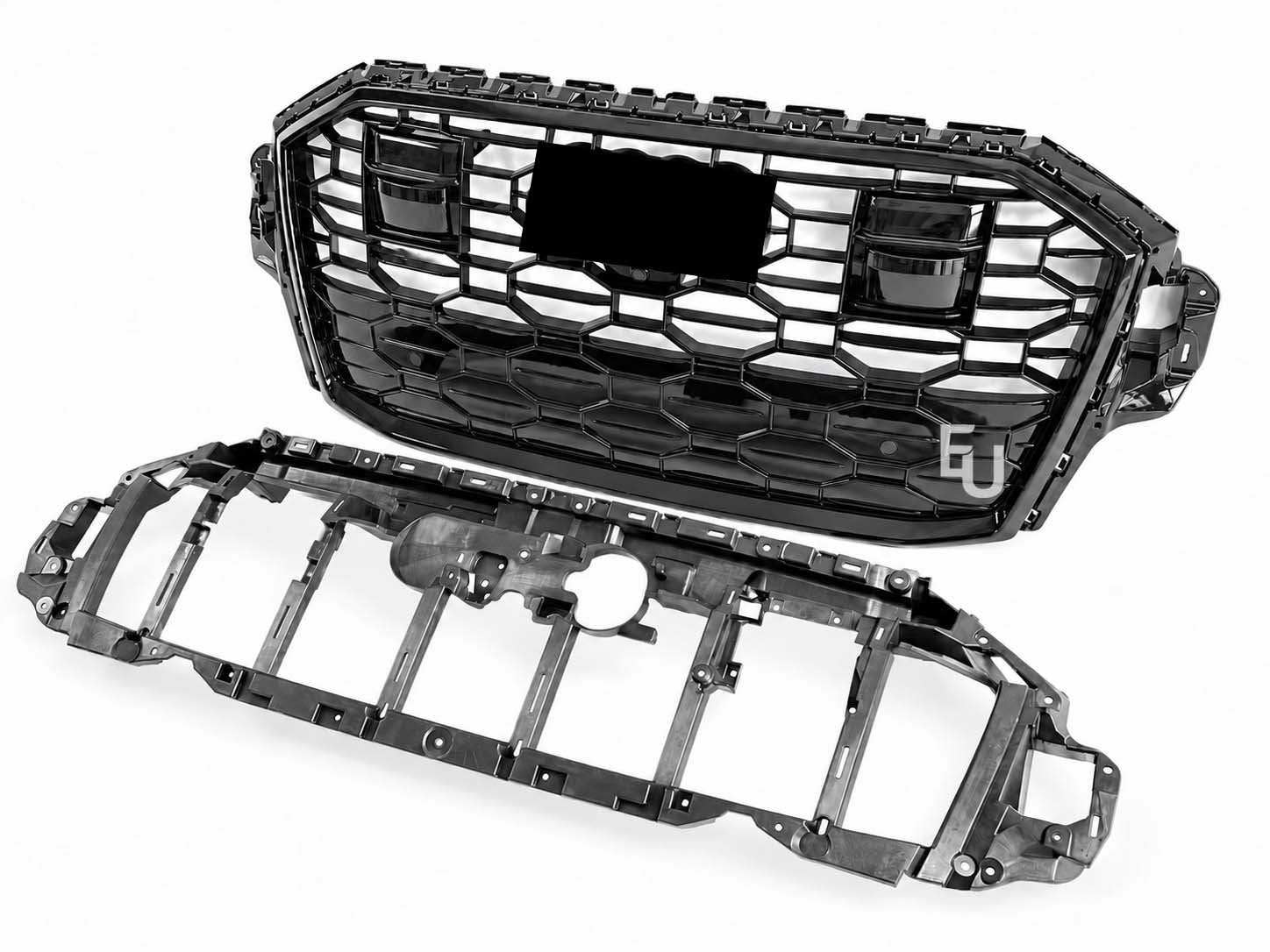 RSQ7 STYLE FRONT GRILL GRILLE FOR AUDI Q7 SQ7 4M 2020-2023 WITH ACC RADAR BLACK