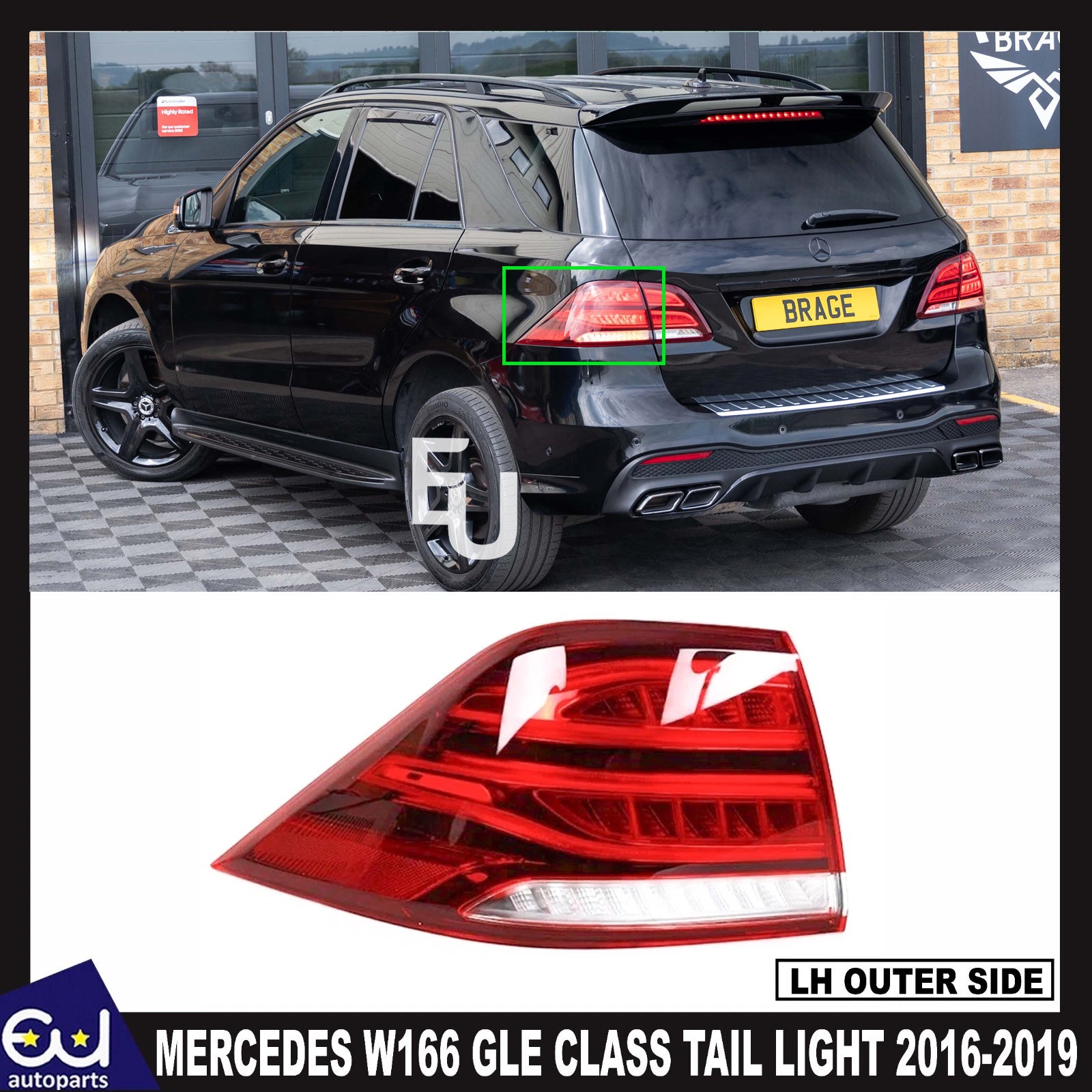 FOR MERCEDES GLE CLASS W166 LED LEFT PASSENGER REAR OUTER TAIL LIGHT LAMP 16-19