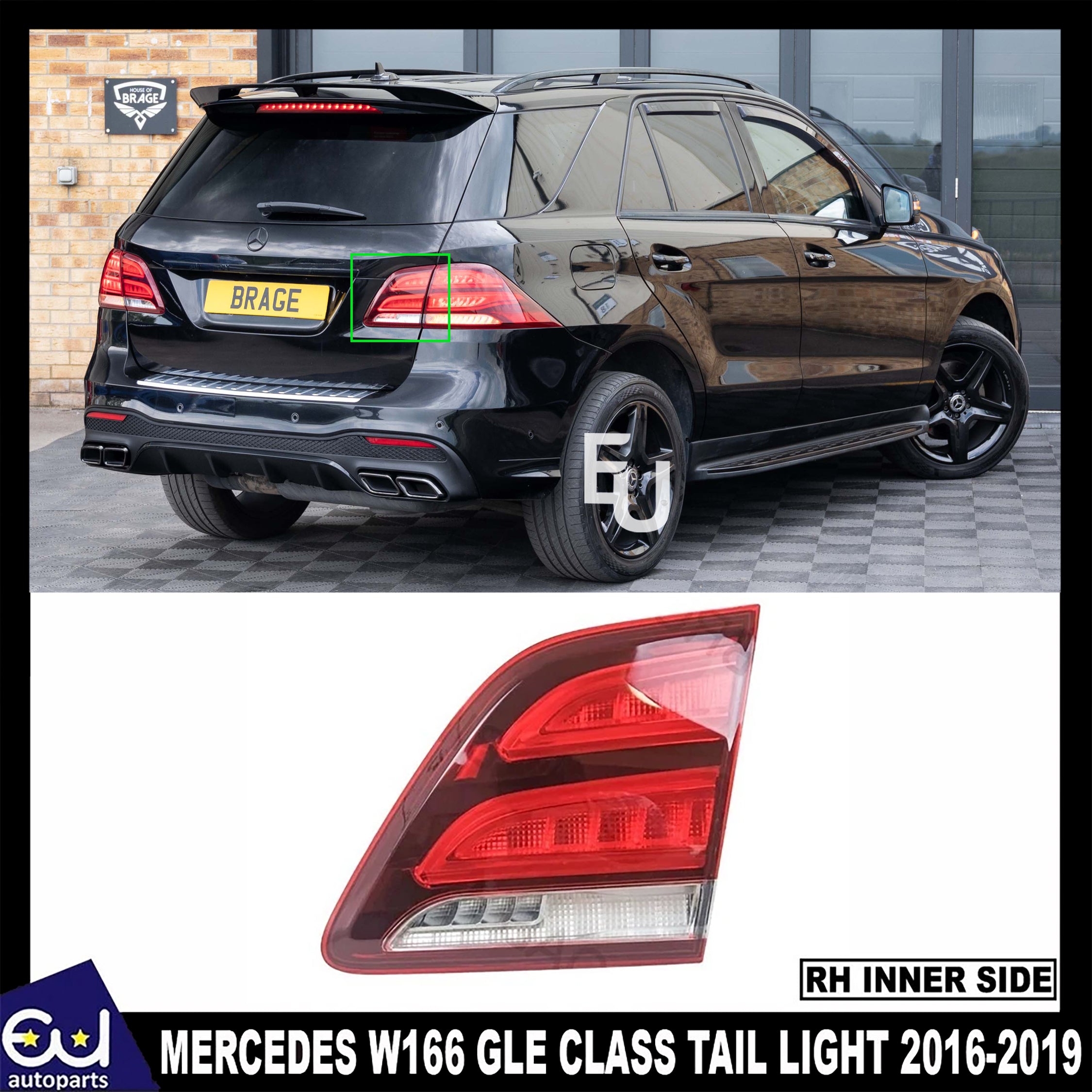 FOR MERCEDES W166 GLE CLASS INNER DRIVER SIDE TAIL LIGHT LAMP RIGHT 2016-2019