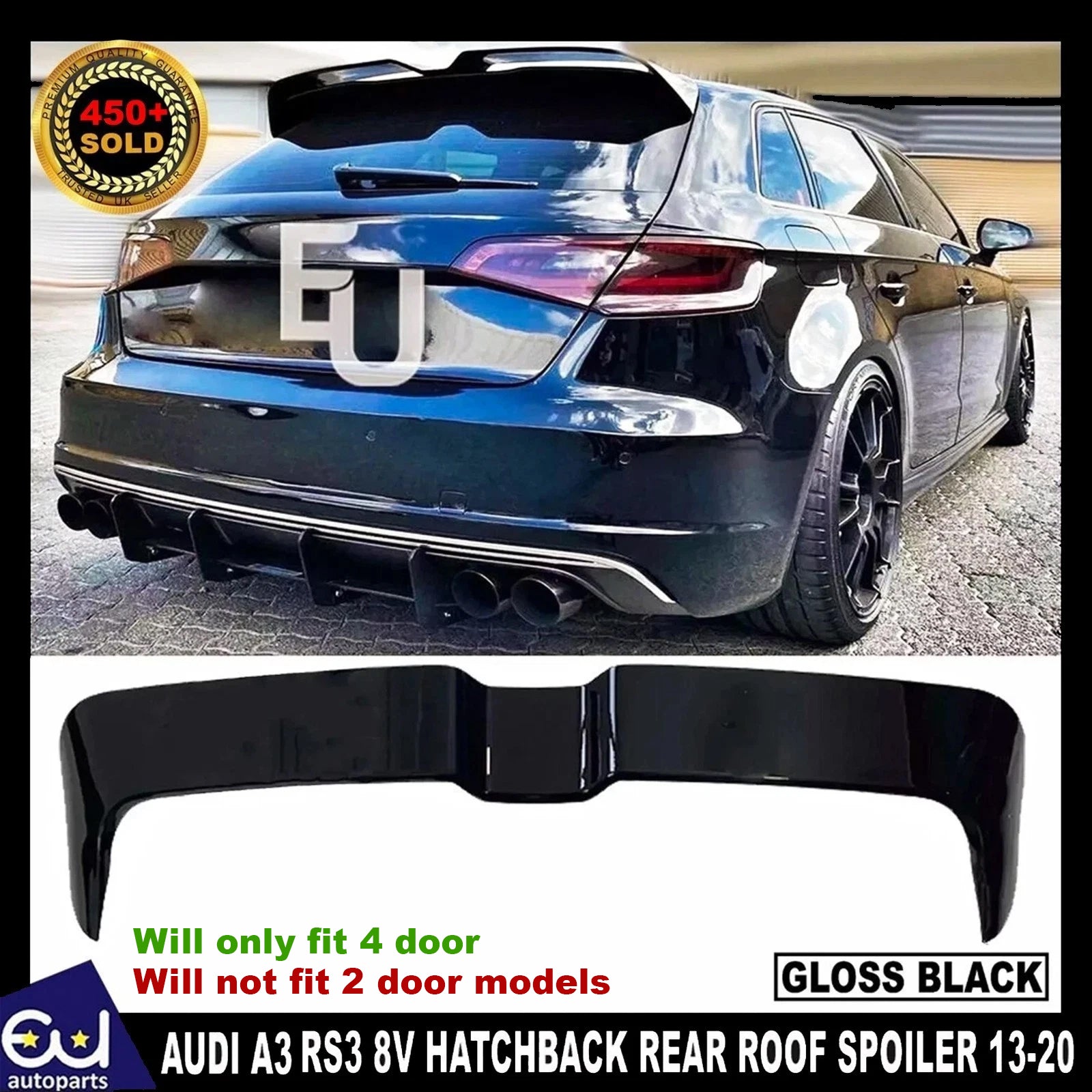 REAR BOOT ROOF SPOILER LIP OETTINGER STYLE FOR AUDI A3 S3 RS3 8V HATCHBACK 13-20