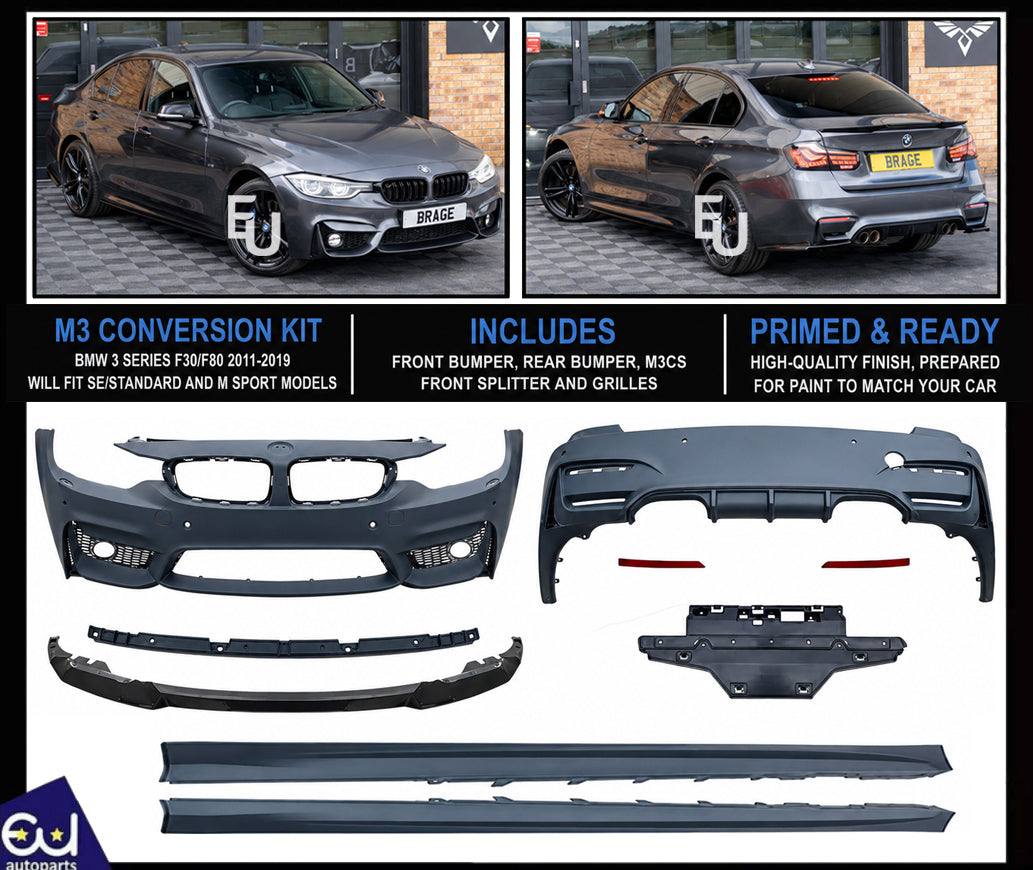 FOR BMW 3 SERIES F30 2011-2018 M3 F80 FRONT REAR BUMPER CONVERSION FULL BODYKIT