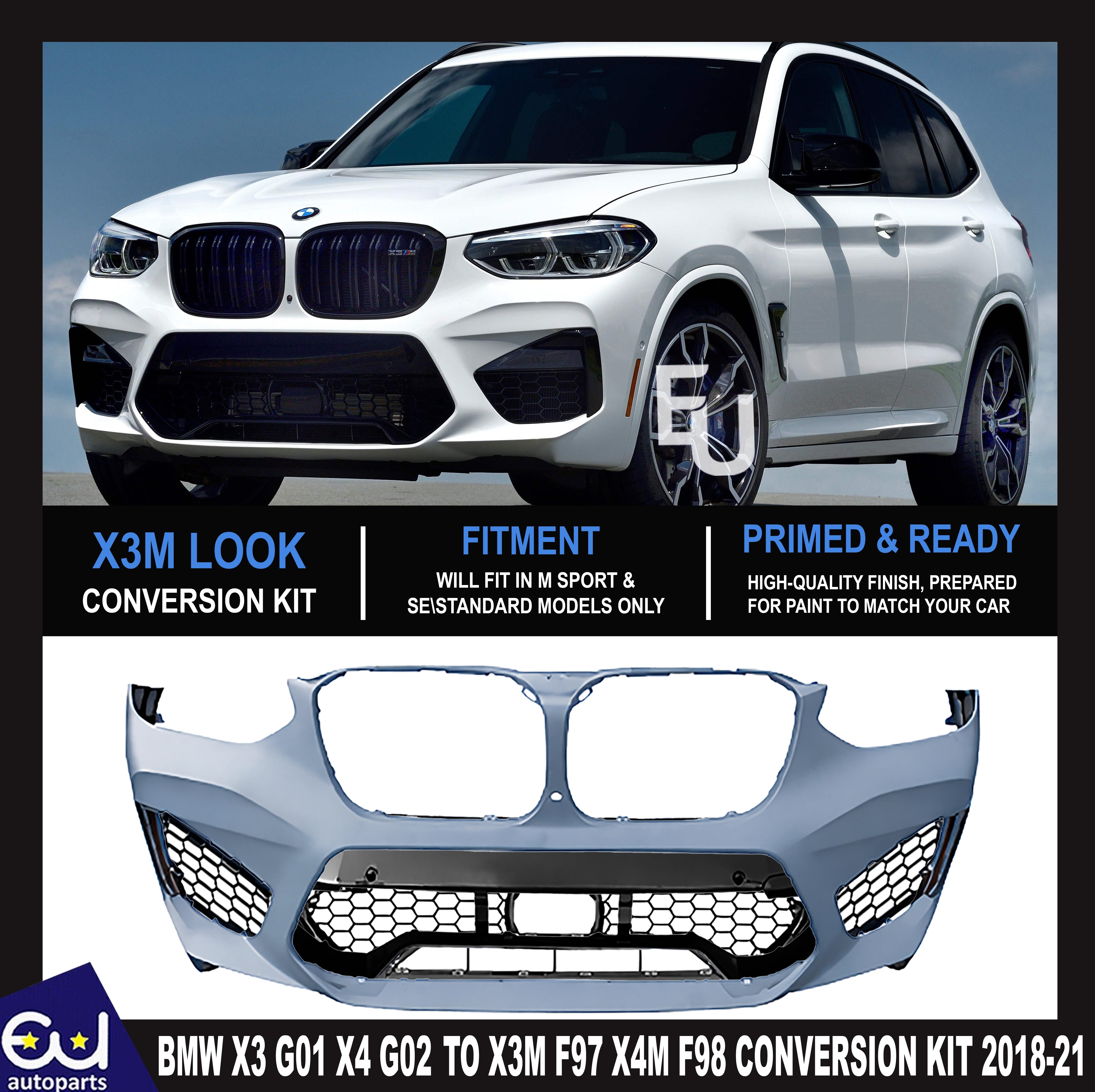 FOR BMW X3 G01 X4 G02 X3M F97 X4M F98 CONVERSION FRONT BUMPER BODYKIT 2018-2021