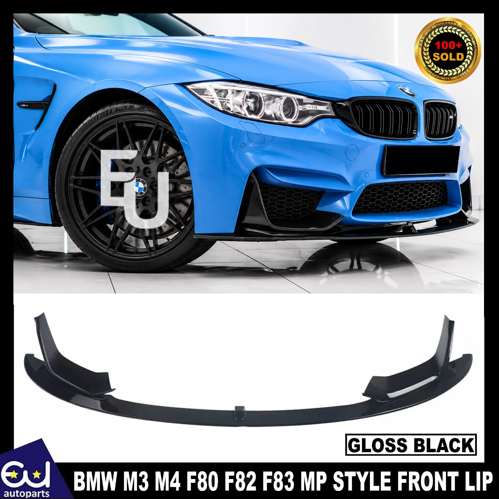 FOR BMW M3 M4 F80 F82 F83 MP STYLE FRONT BUMPER SPLITTER LIP SPOILER GLOSS BLACK