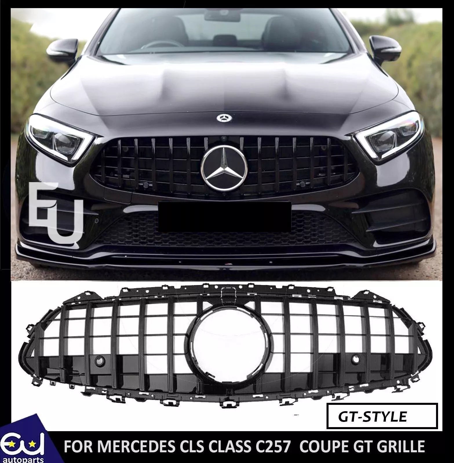 FOR MERCEDES CLS CLASS C257 W257 COUPE GT R STYLE FRONT GRILLE GRILL BLACK 18+